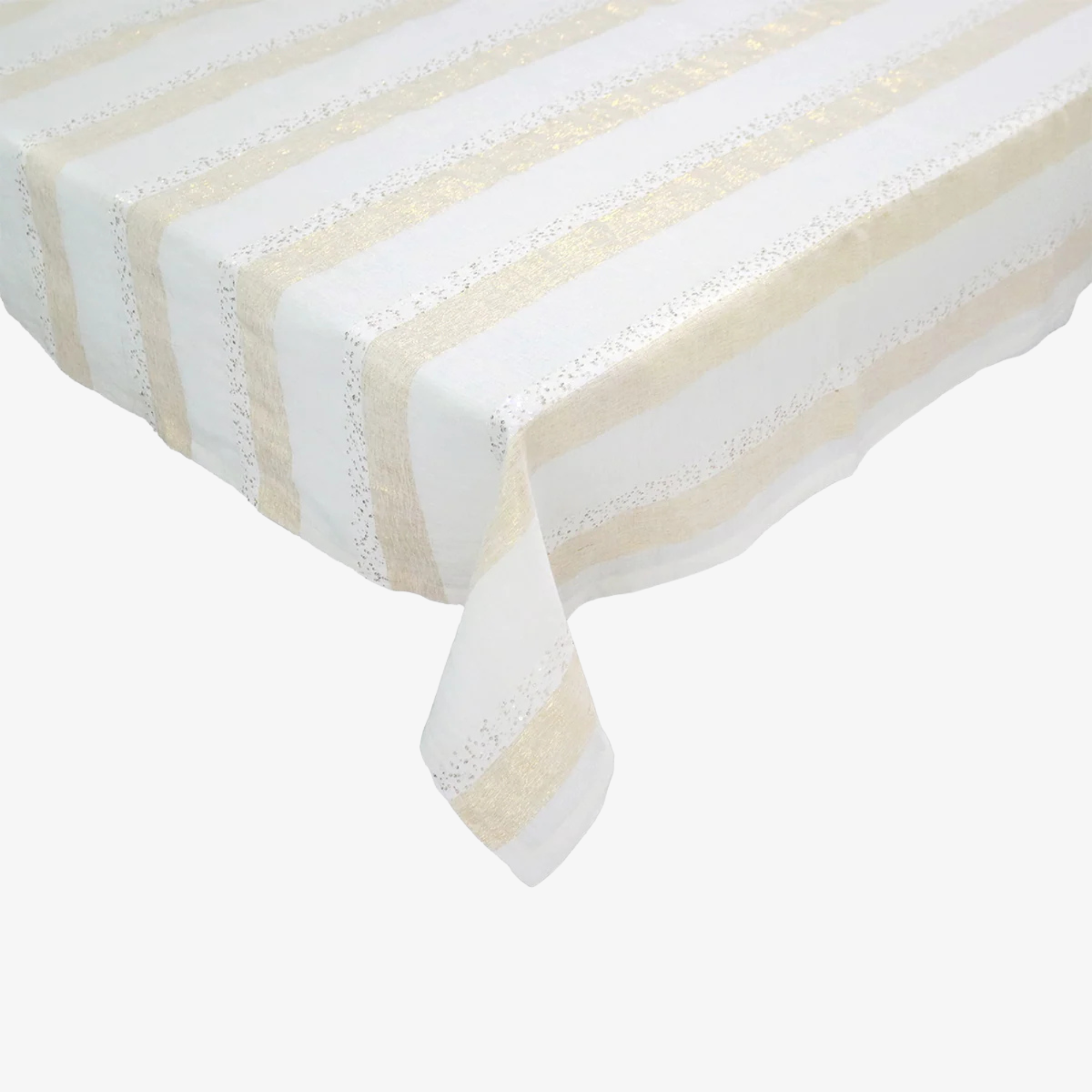Spectra Tablecloth in White & Gold