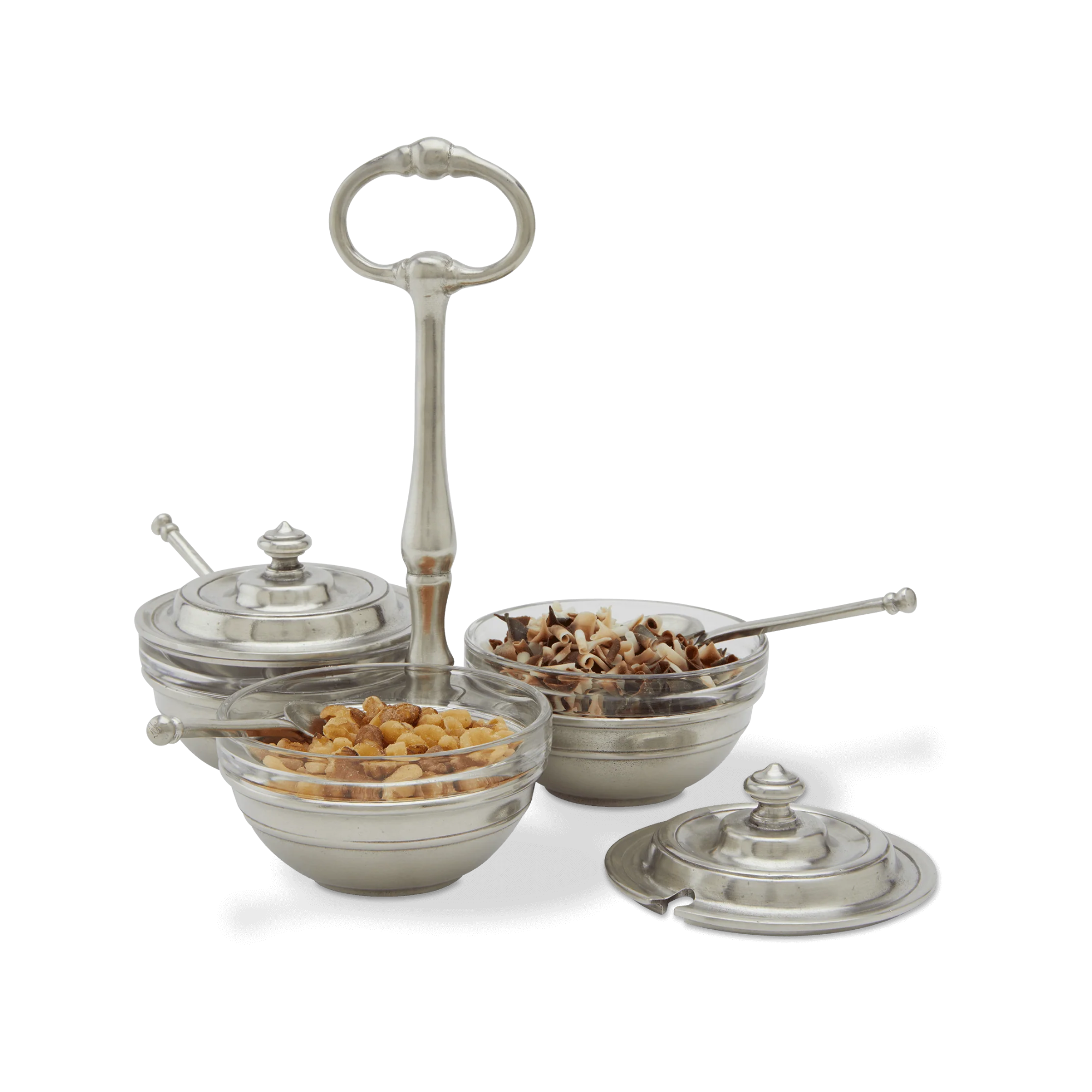 Condiment Caddy Set with Lids & Spoons