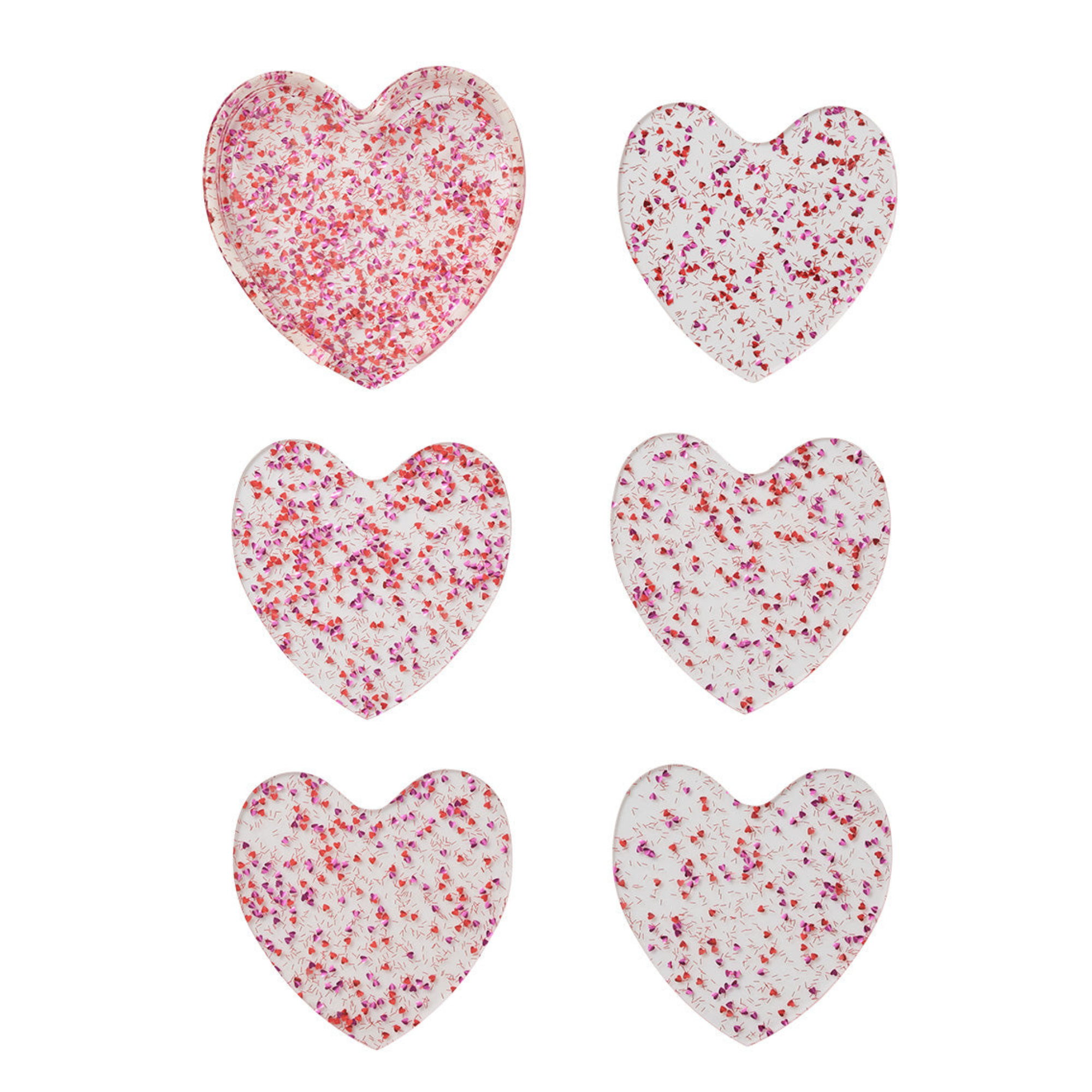 Sweetheart Coasters in Pink & Red - Set of 6