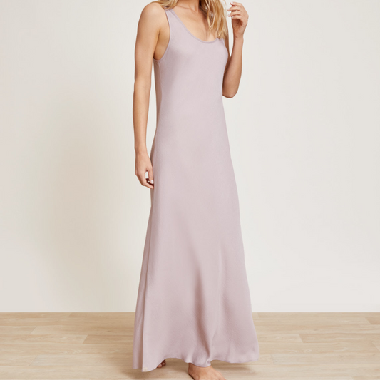 Washed Satin Long Tank Dress