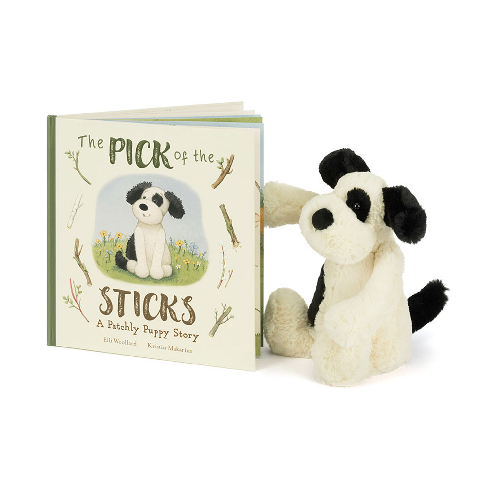 The Pick of the Sticks Book and Bashful Black & Cream Puppy