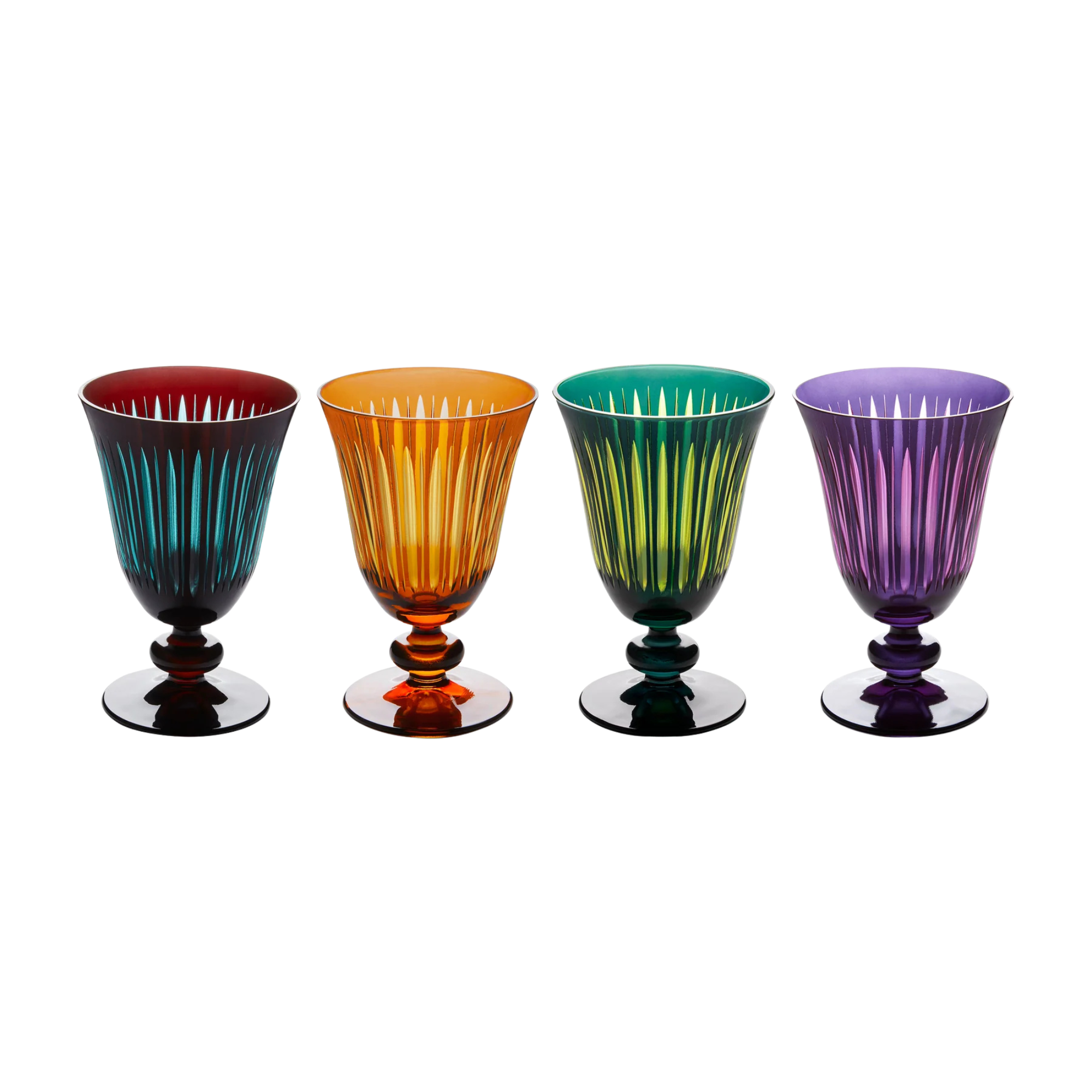 Prism Wine Glasses - Assorted Colors - Set of 4