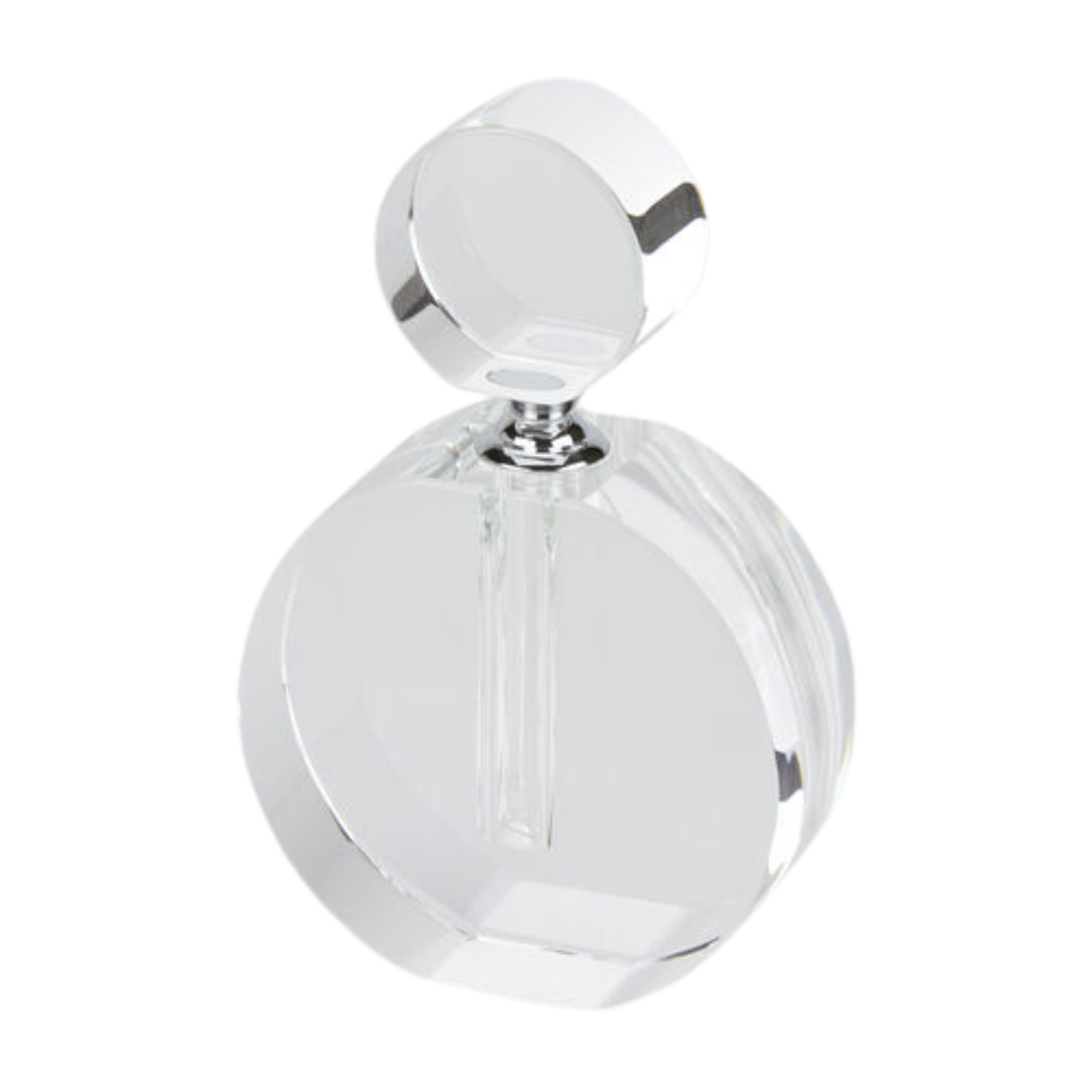 Crystal Glass Flat Round Perfume Bottle