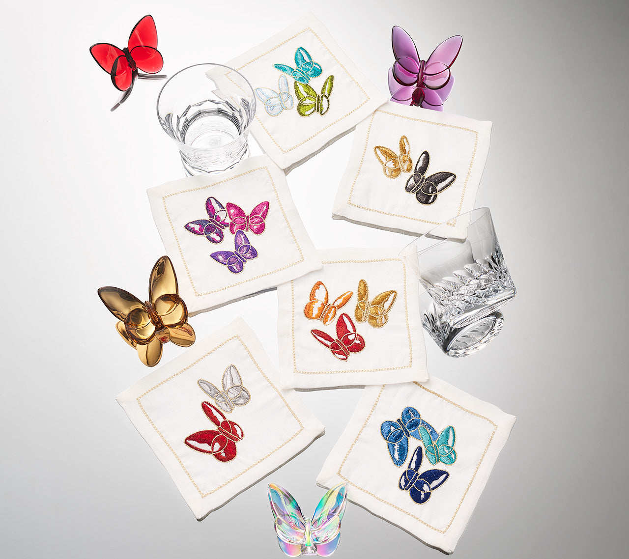 Baccarat x Kim Seybert | Diament Butterflies Cocktail Napkins - Set of 6