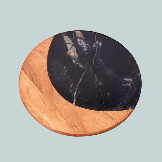 Marine Black Marble & Acacia Round Board