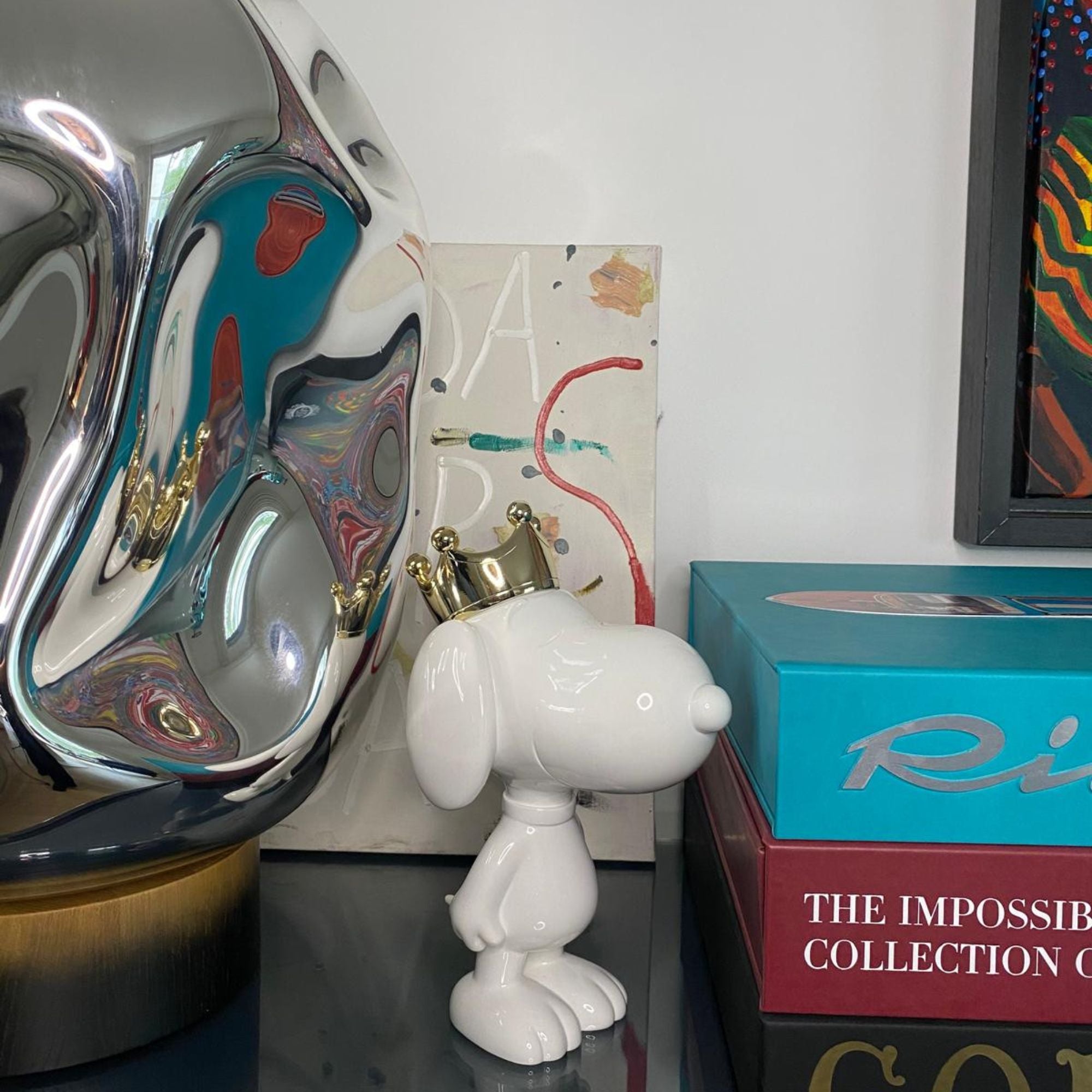 Snoopy Crown Sculpture with a Gold Chromed Crown