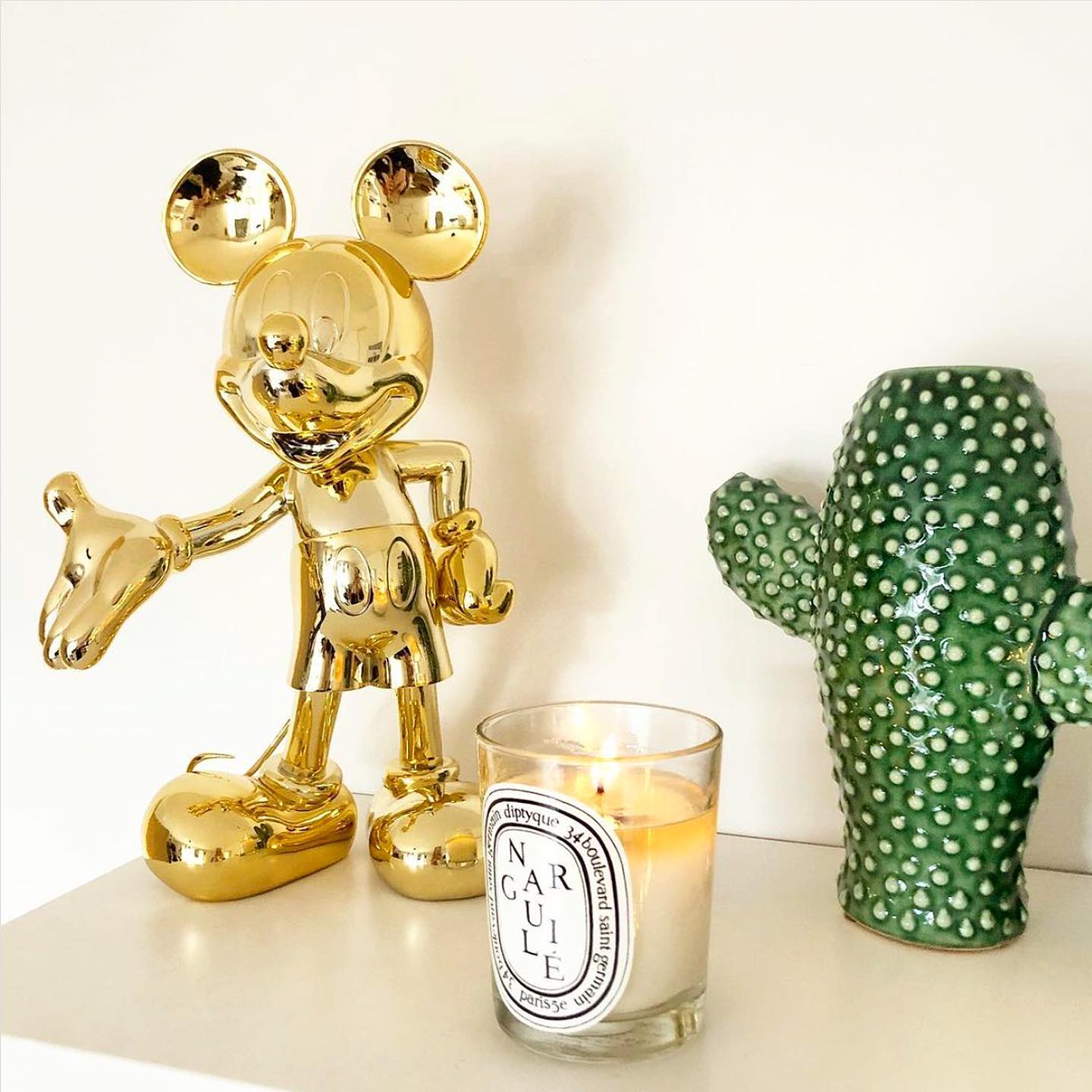 Mickey Mouse Welcome Sculpture in Chromed Gold