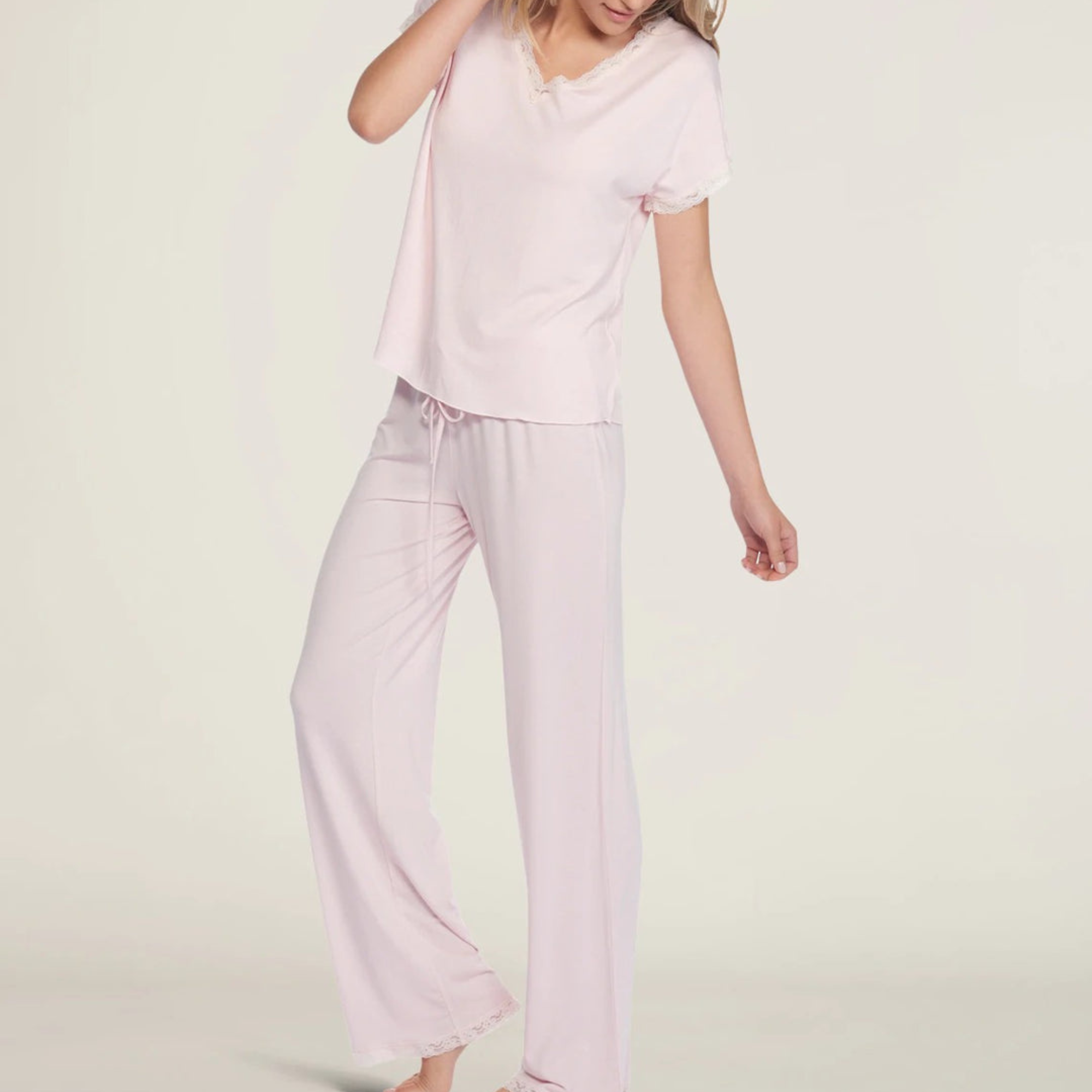 Luxe Milk Jersey V-Neck Tee & Classic Pant Set