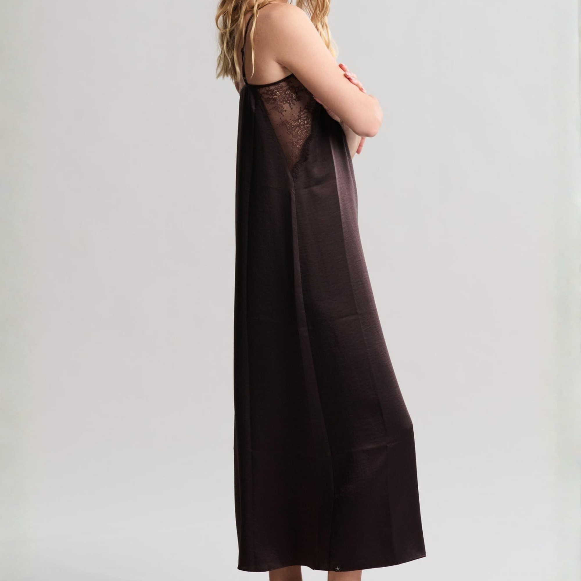 Liquid Satin Lace Slip Dress