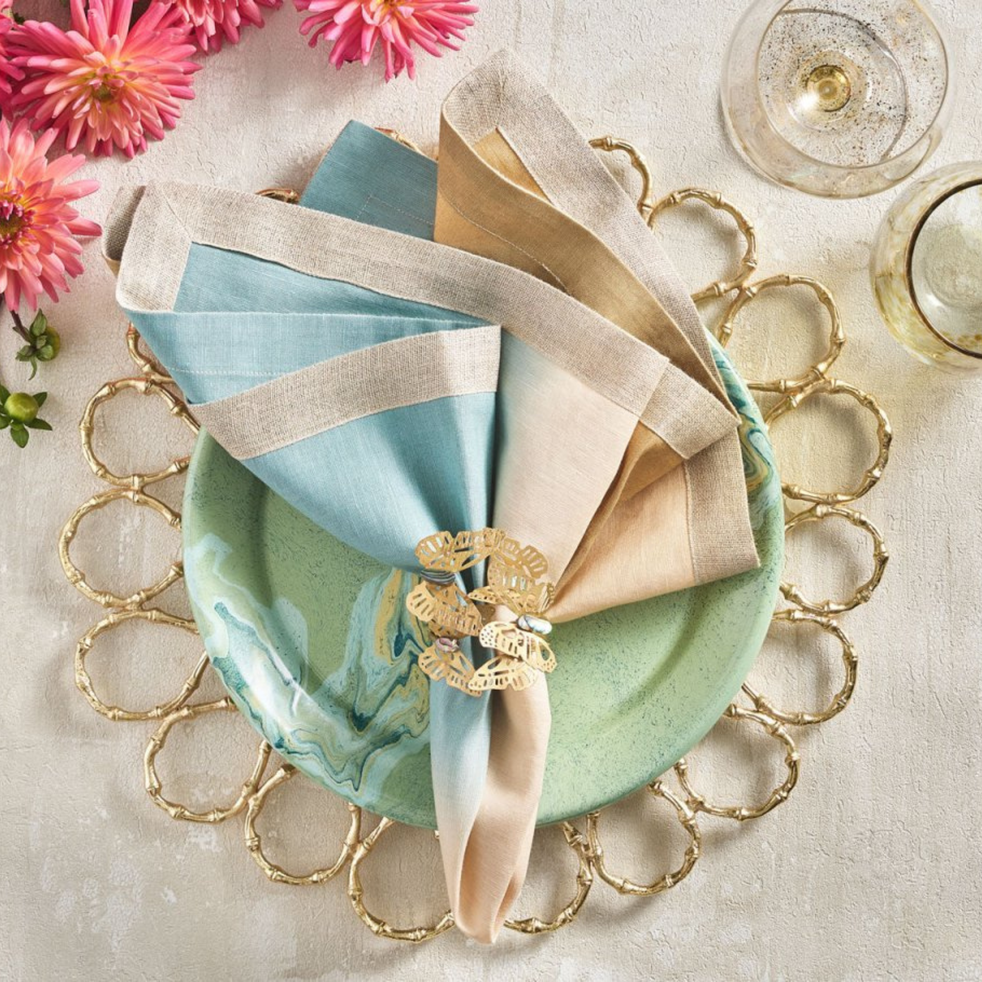 Dip Dye Napkin in Natural & Seafoam (Set of 4)