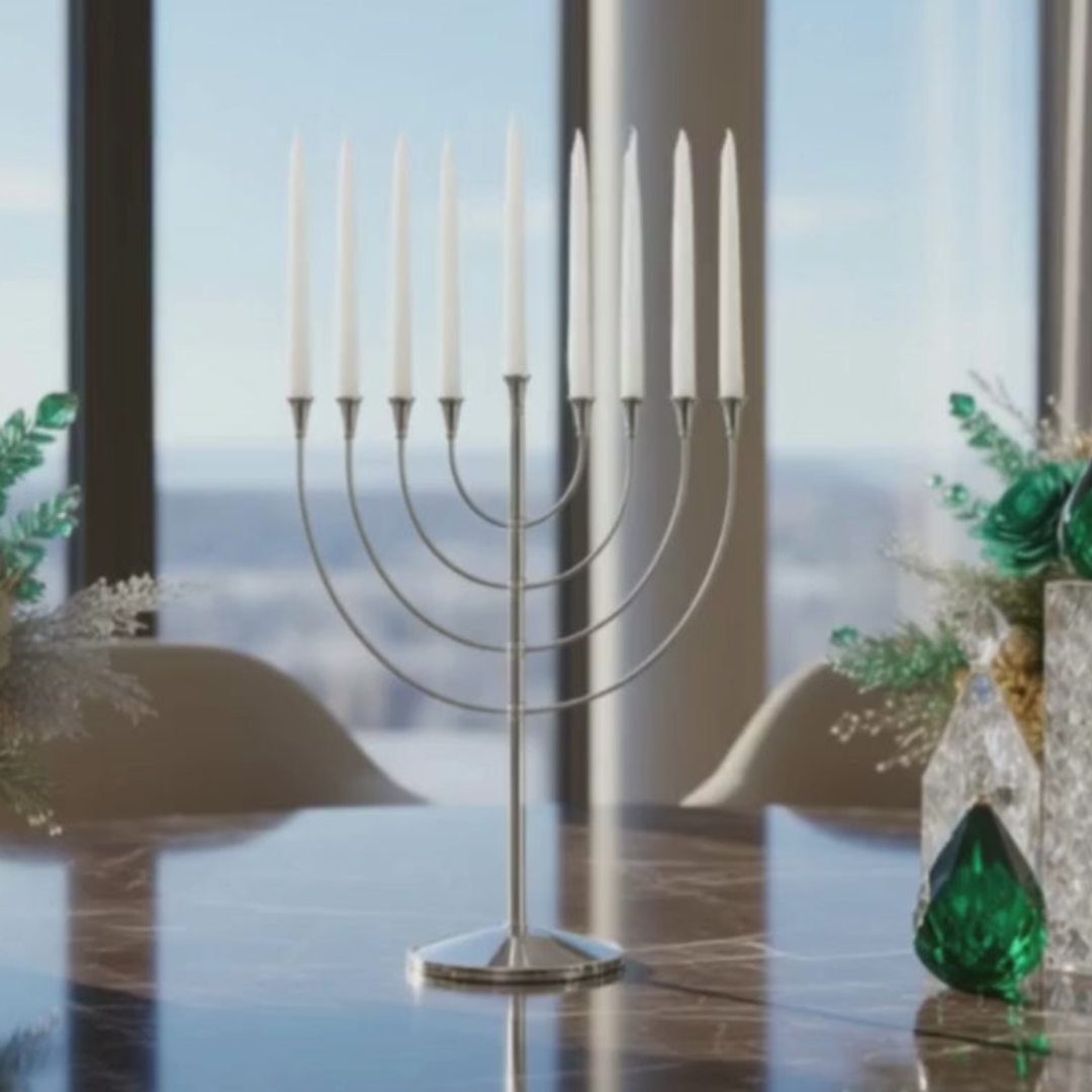 Judaique Silver-Plated Hanukkah Menorah