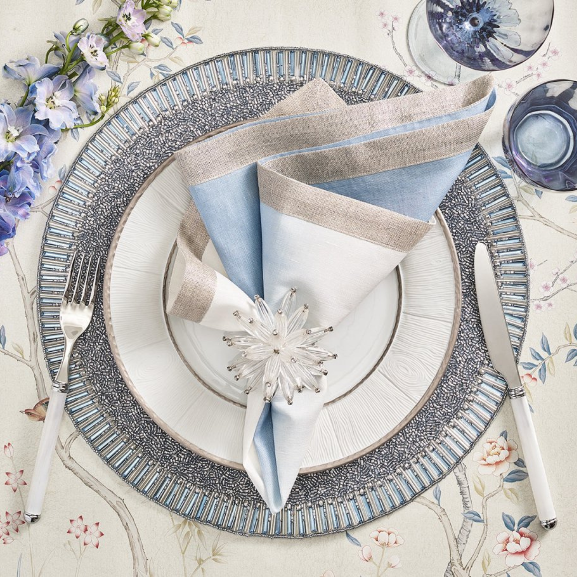 Dip Dye Napkin in White & Periwinkle (Set of 4)