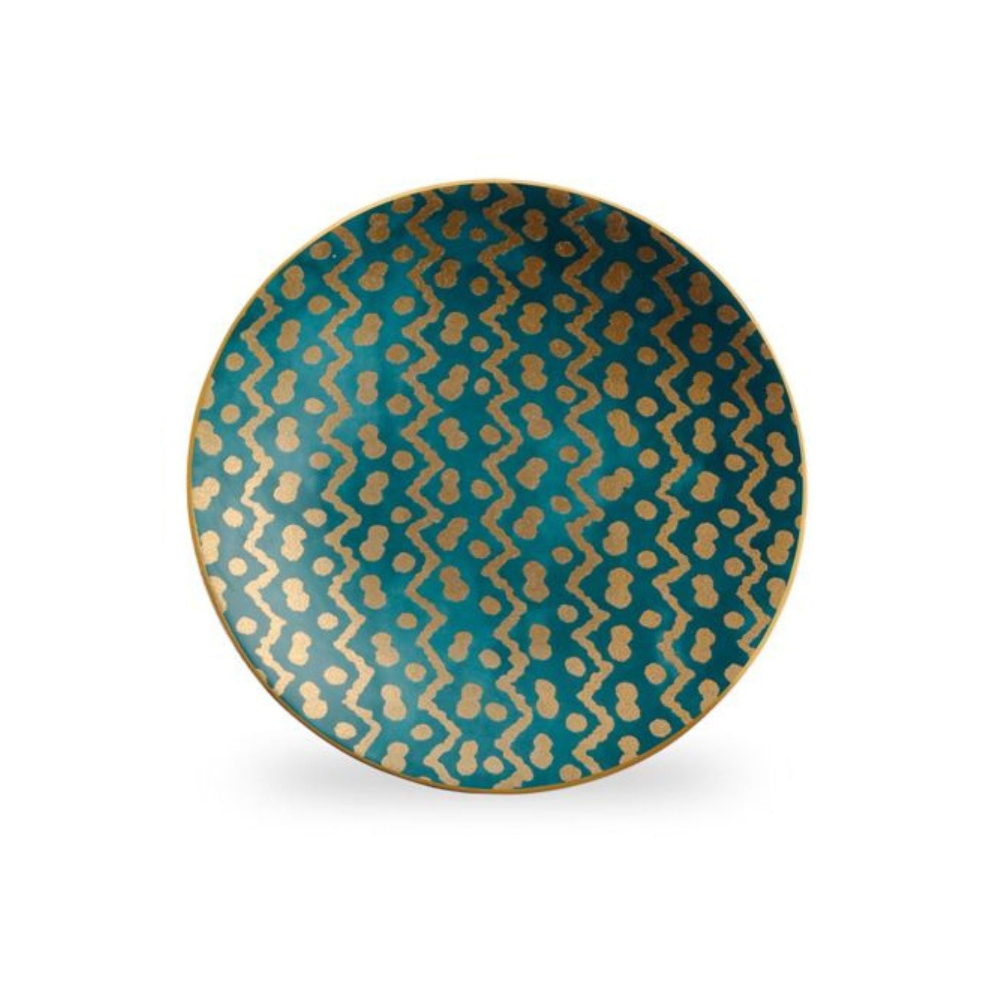 Fortuny Assorted Canape Plates - Set of 4 : 1 Green, 1 Teal, 1 Gold, 1 Red