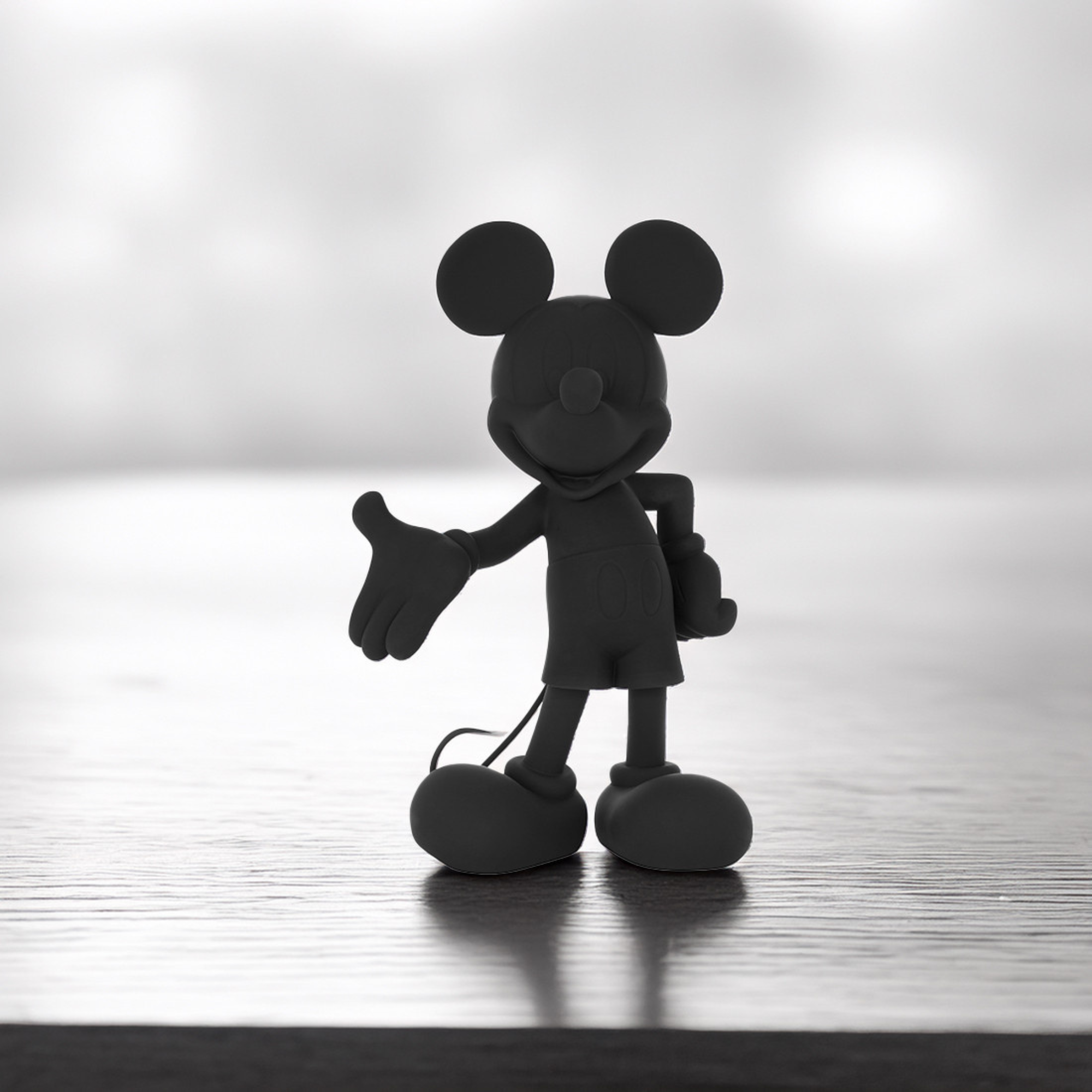 Mickey Mouse Welcome Sculpture in Matte Black - Small