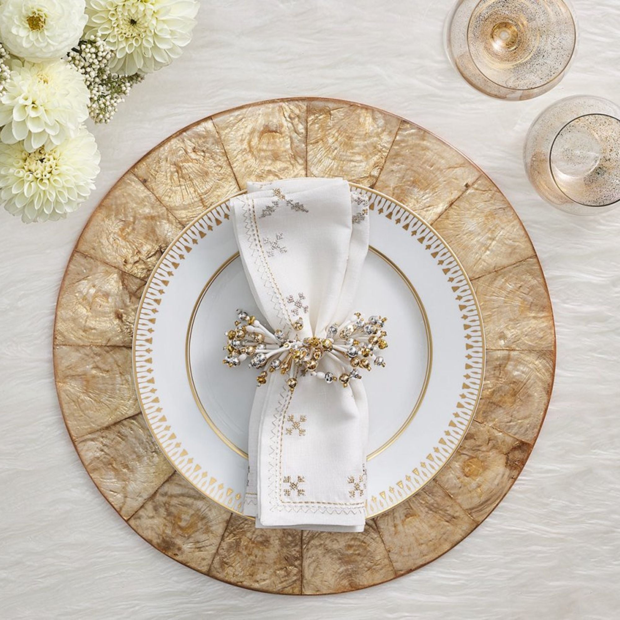 Round Capiz Placemat in Champagne - Set of 4