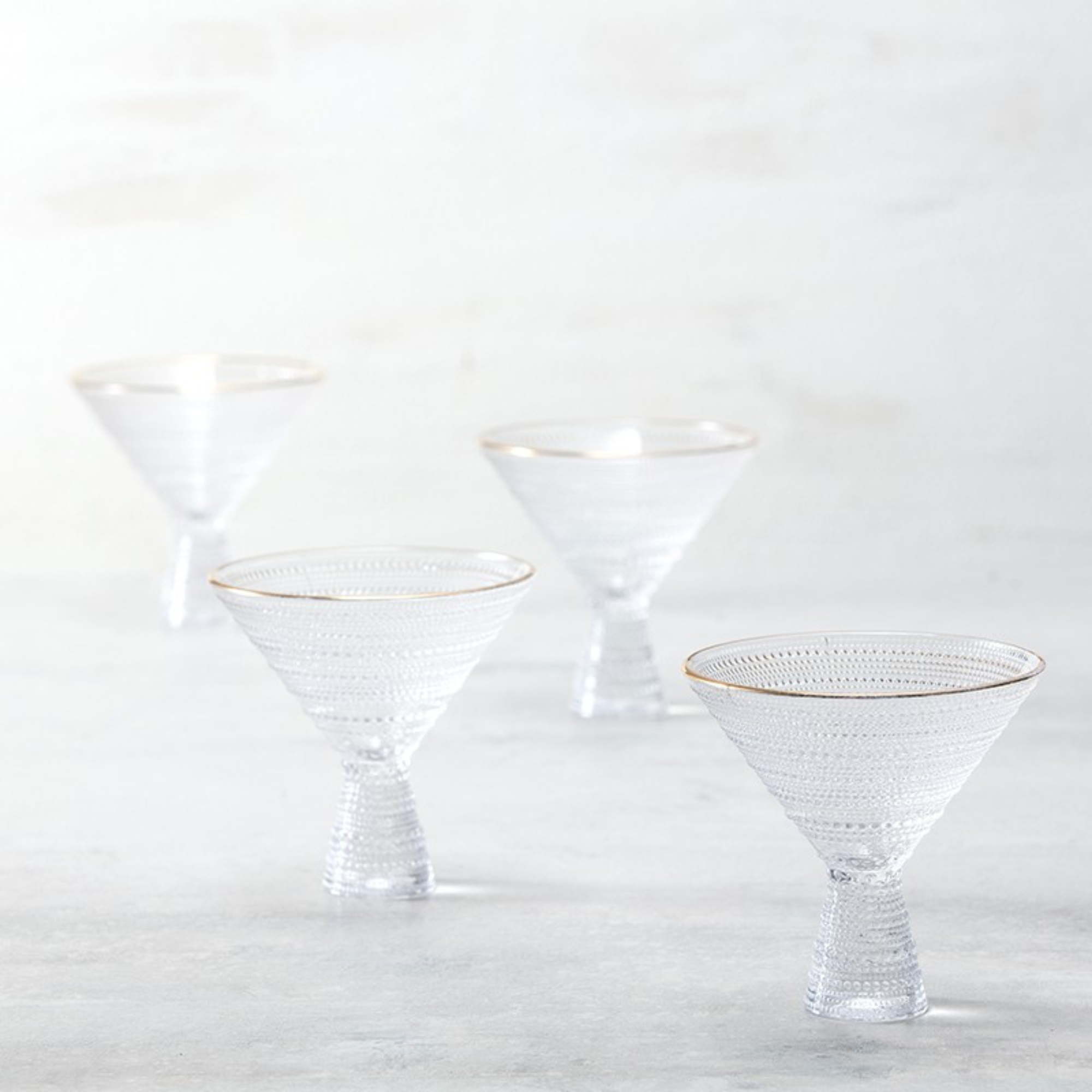 Jupiter Clear Gold Rimmed Martini - Set of 4