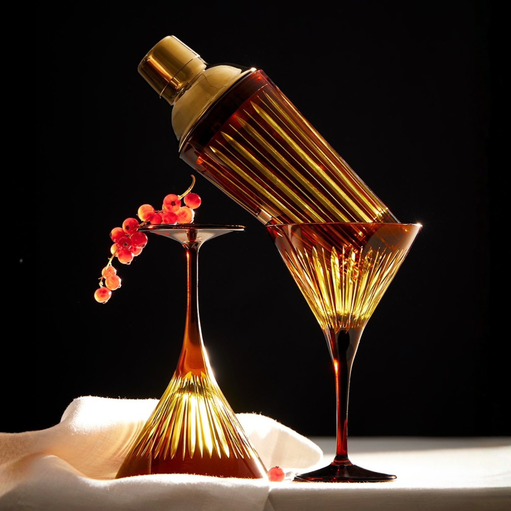 Prism Martini Glasses Amber - Set of 4