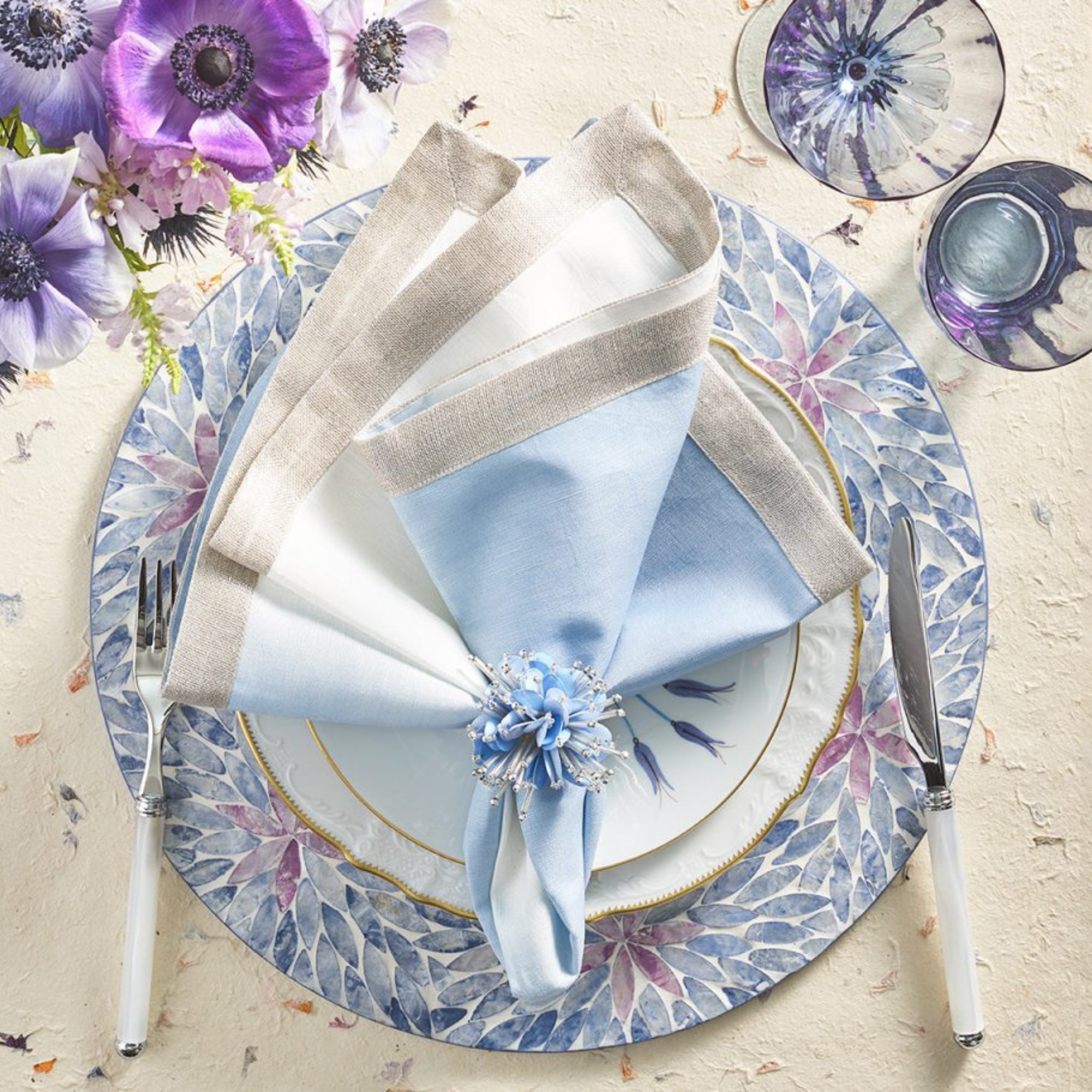 Dip Dye Napkin in Sky & Blue (Set of 4)