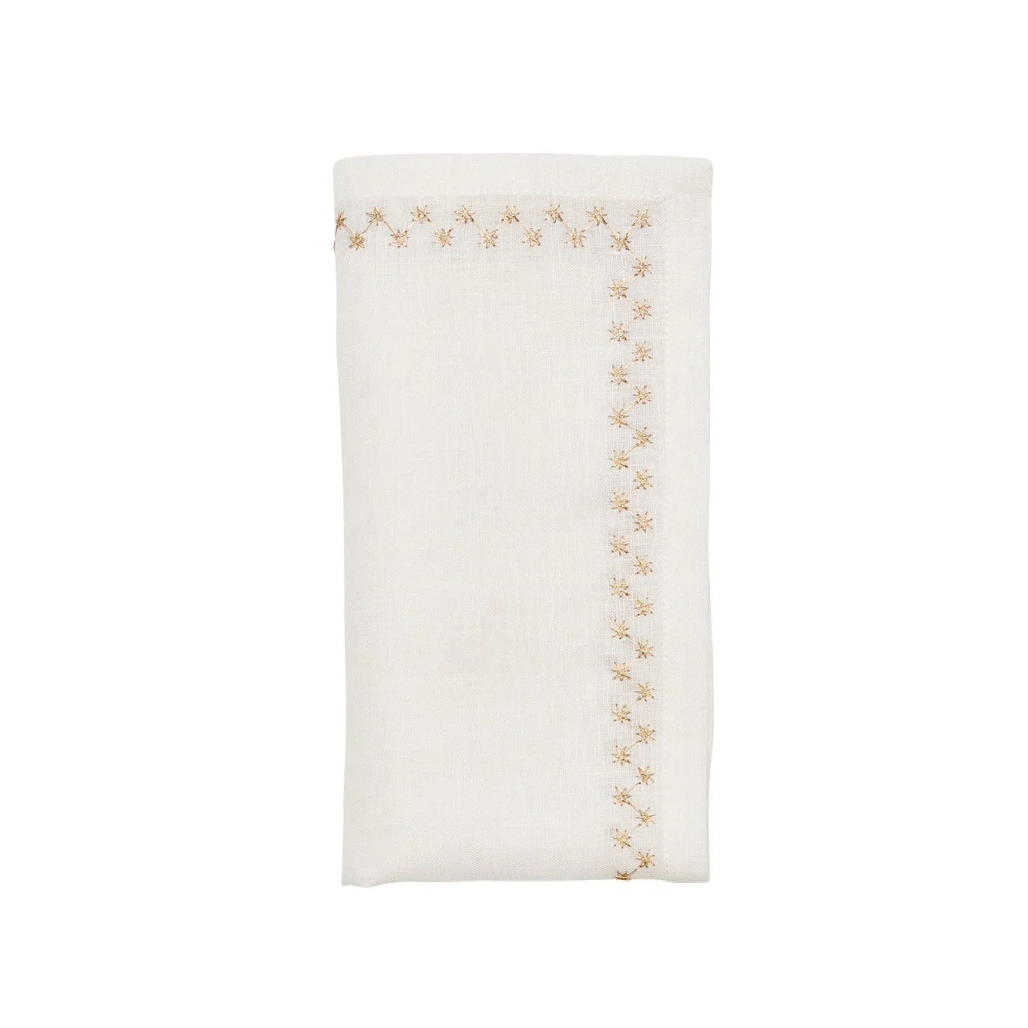 Starry Night Napkin in White & Gold - Set of 4