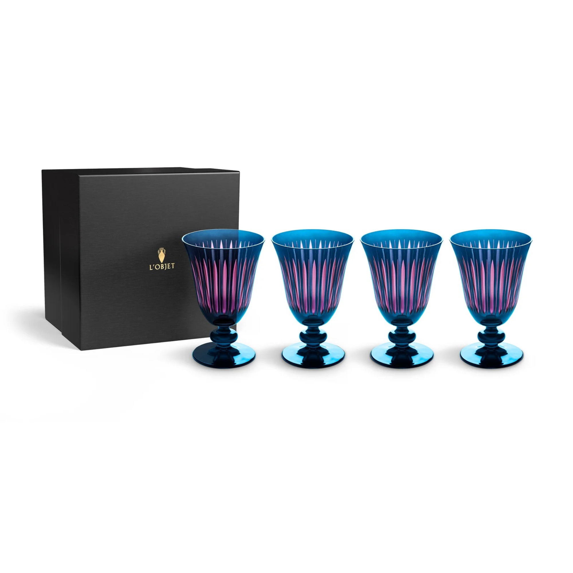 Prism Wine Glasses Blue - Set of 4