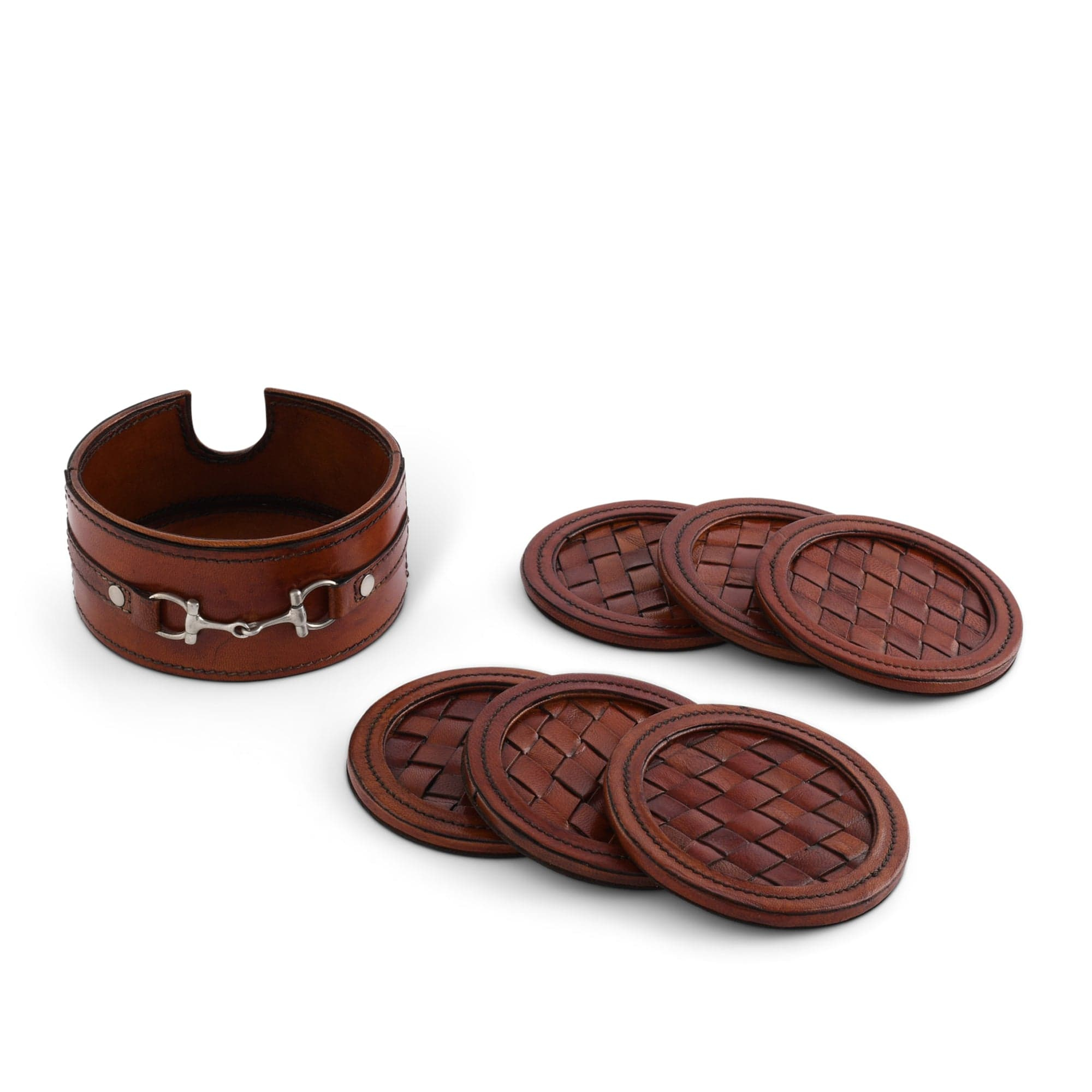 Equestrian Bit Leather Coaster Set