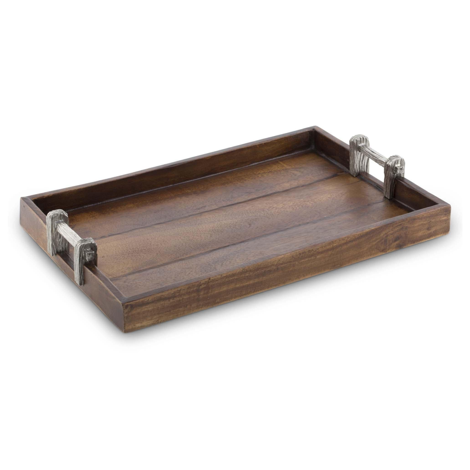 Wood Tray with Faux Bois Handles