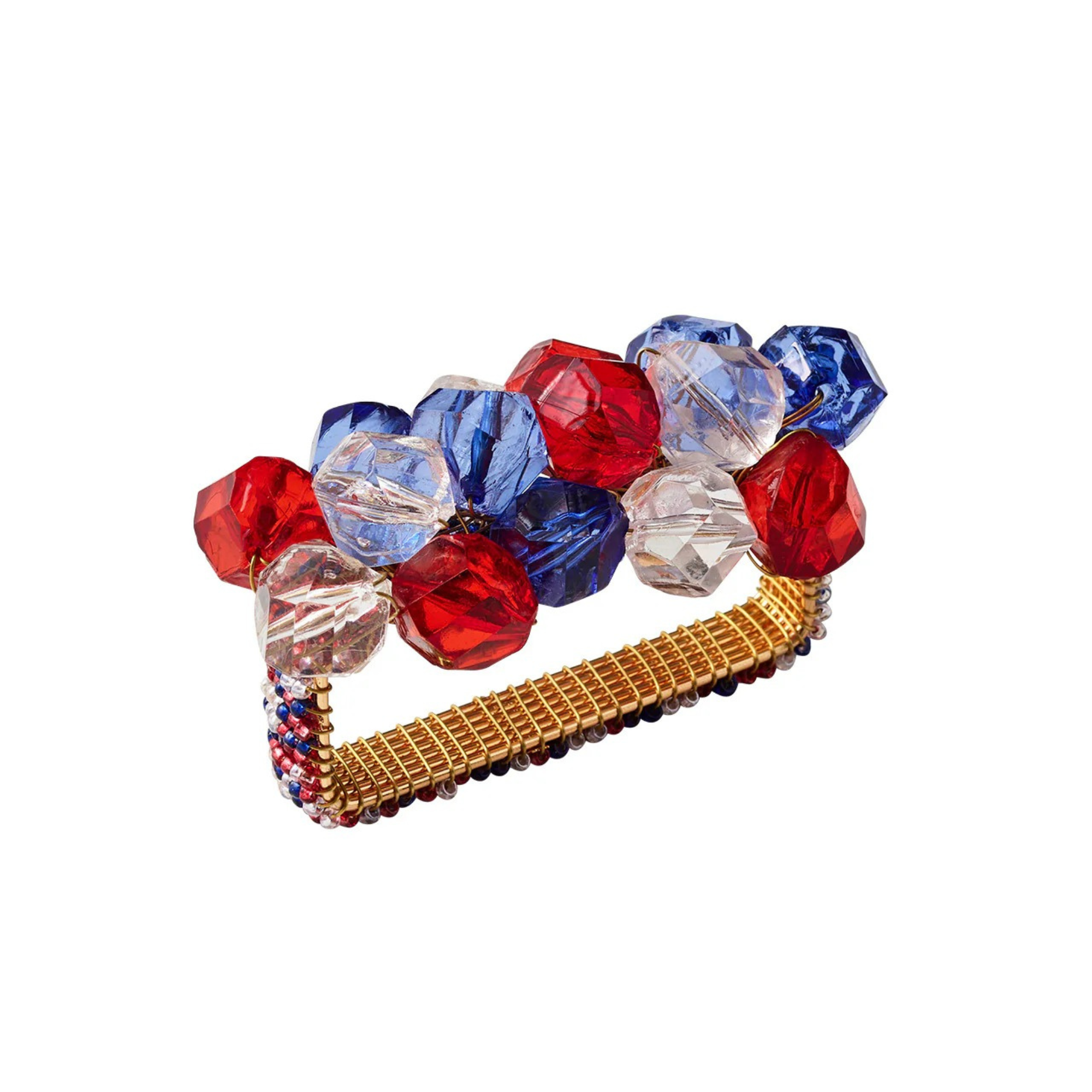 Pop Rocks Napkin Ring in Red, White & Blue - Set of 4