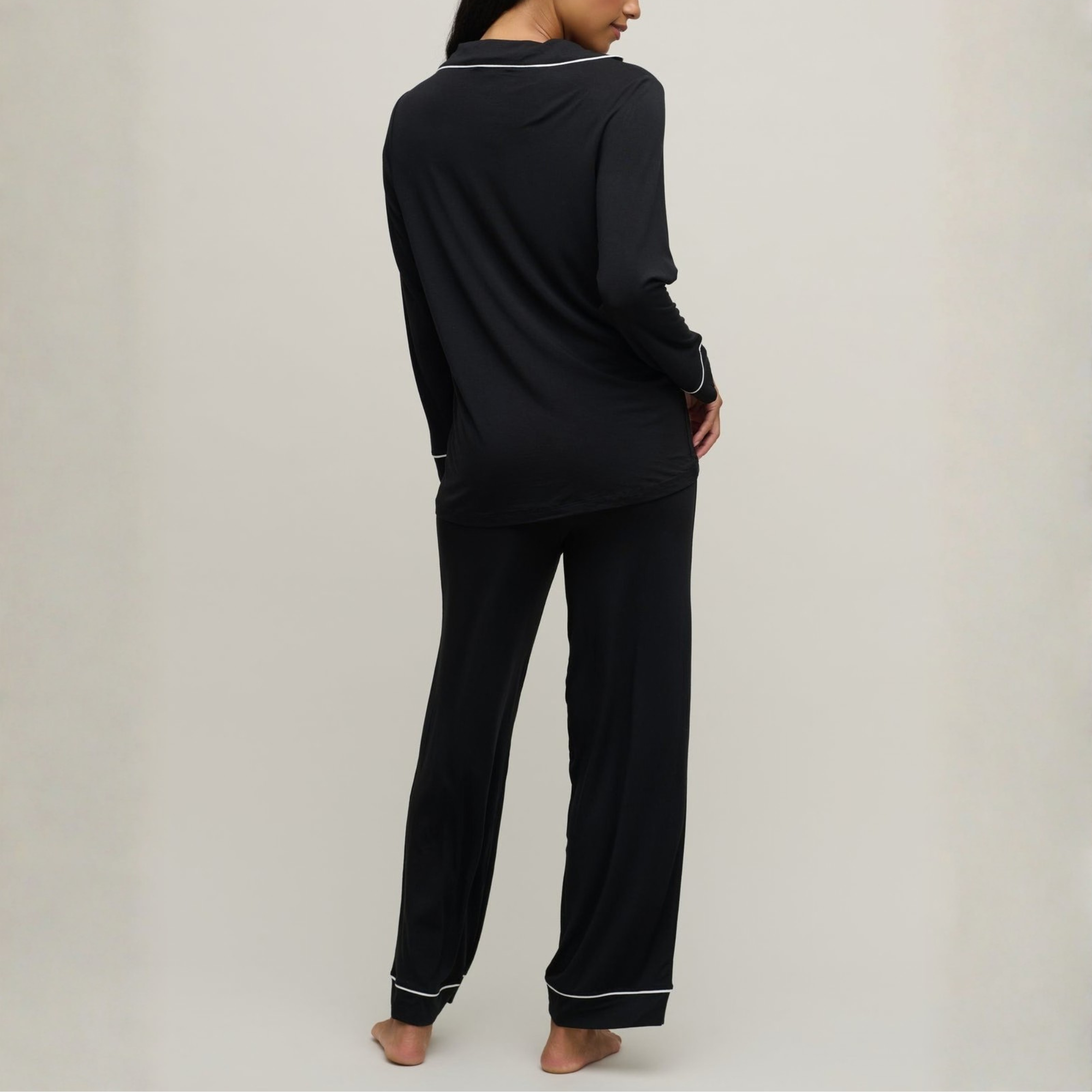 Luxe Milk Jersey Piped Pijama Set