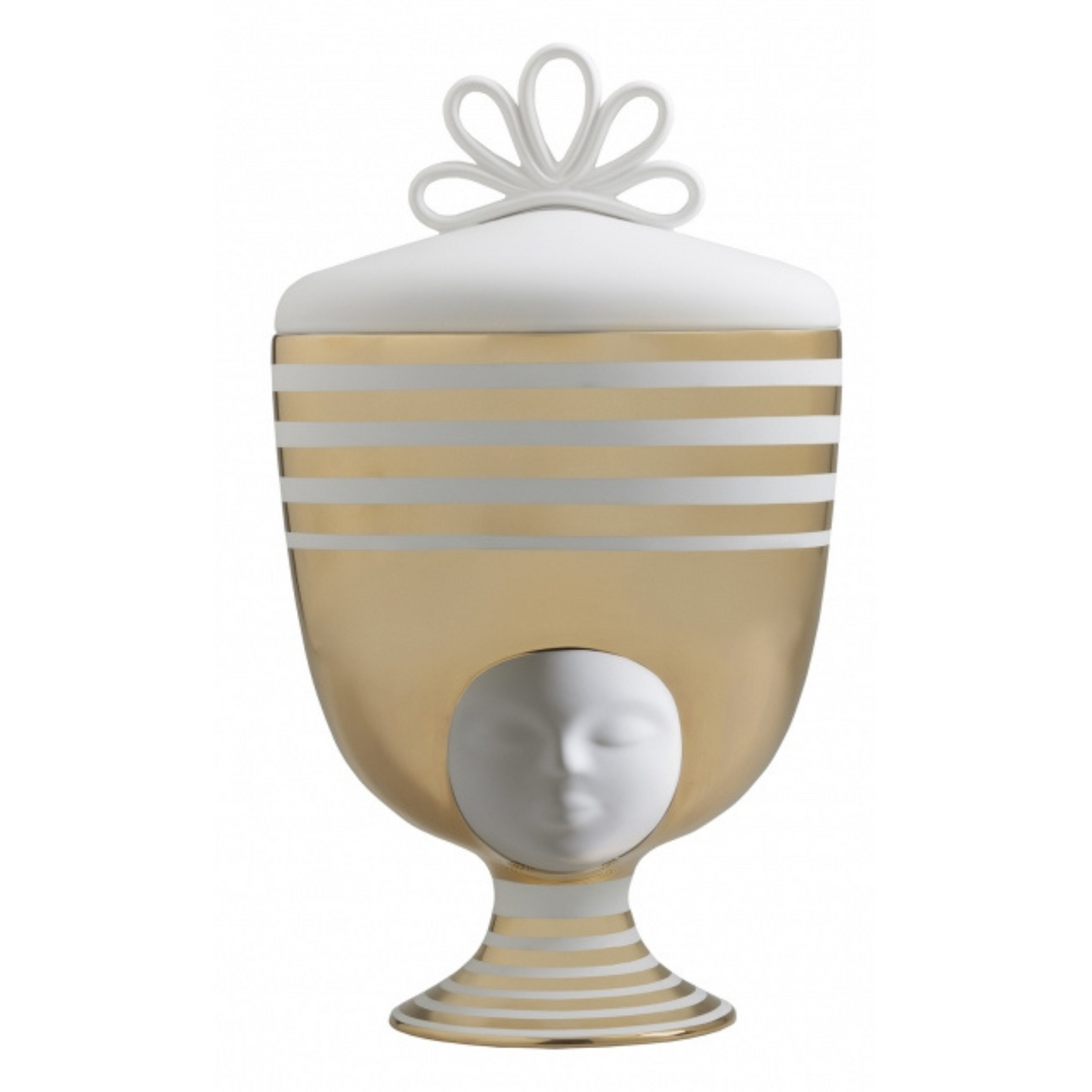 Sister Louise Thai Vase in White with Glossy Gold Graphics