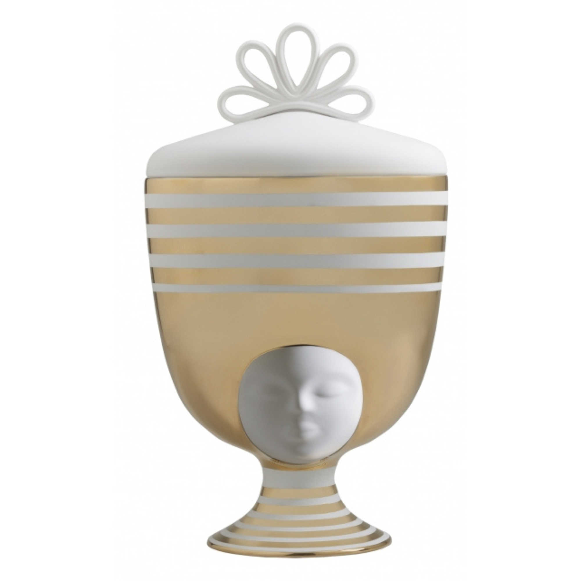 Sister Louise Thai Vase in White with Glossy Gold Graphics