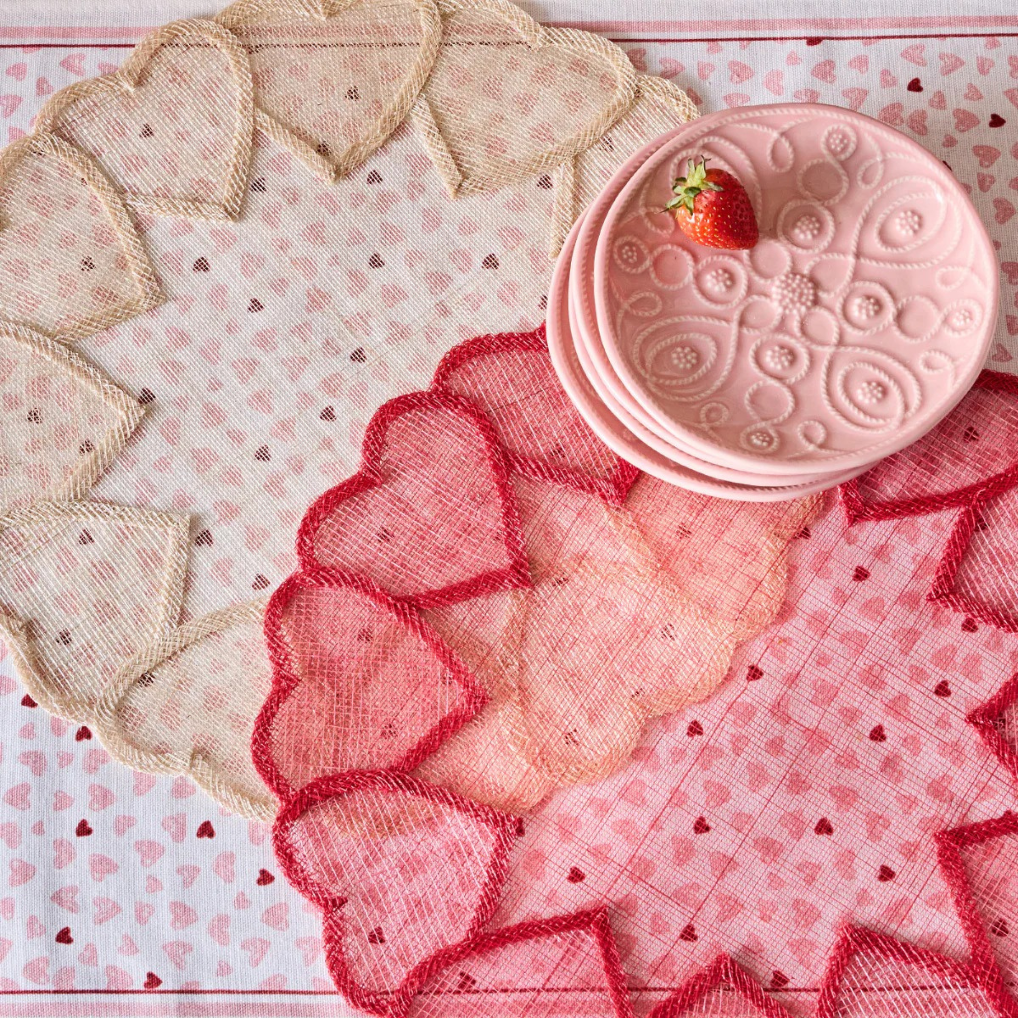 Heart Placemat in Pink - Set of 4