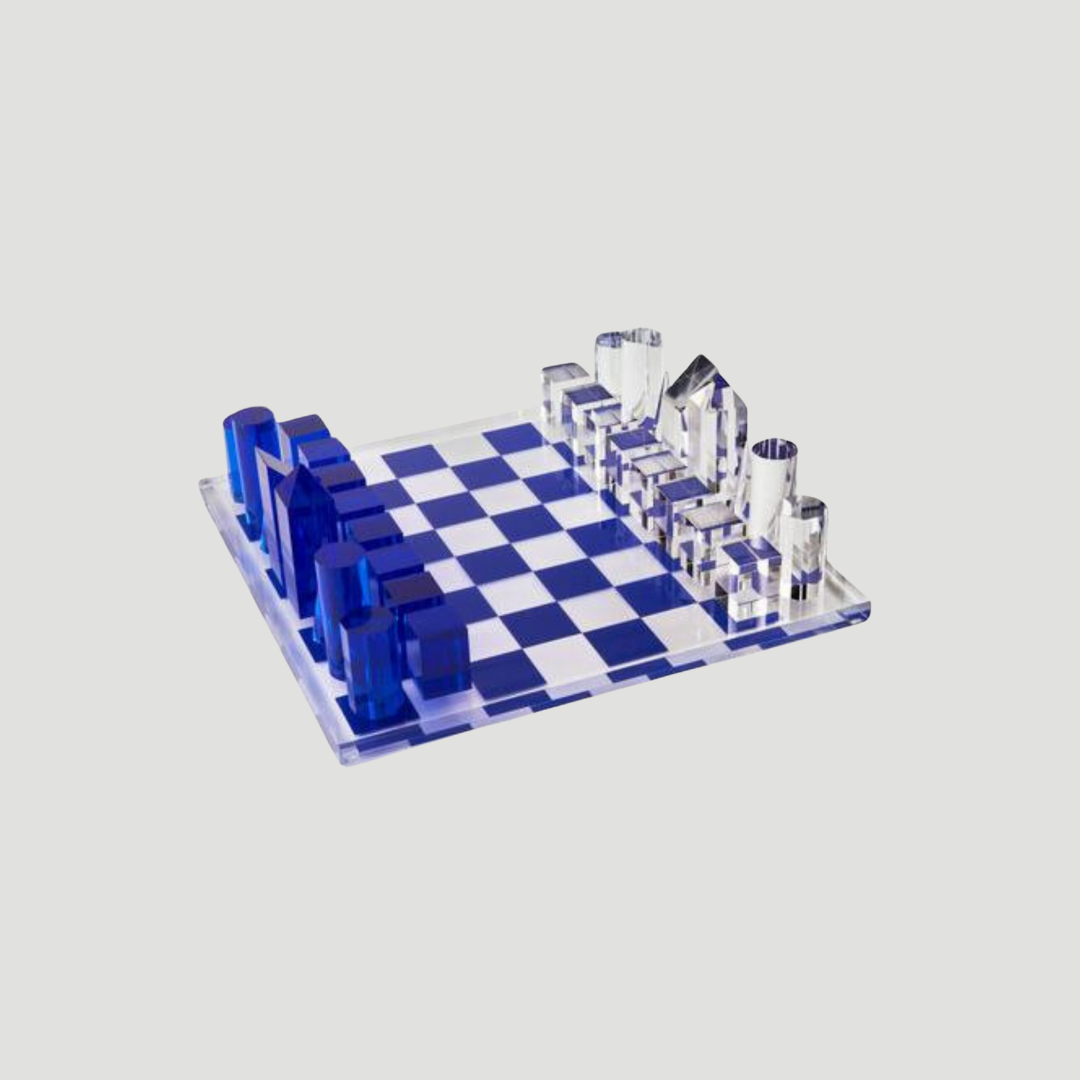 Acrylic Chess Set Small Blue