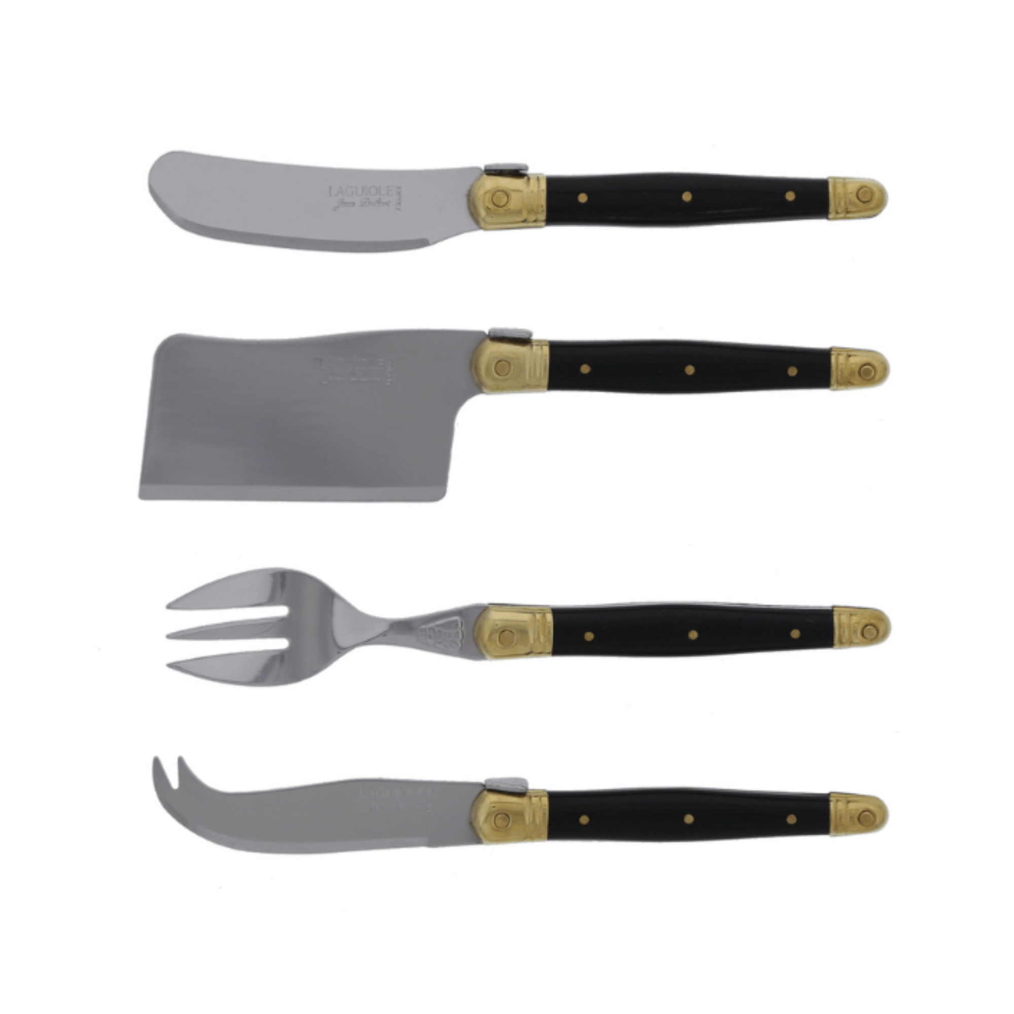 Laguiole by Jean Dubost Mini 4-Piece Cheese Set in Black and Brass