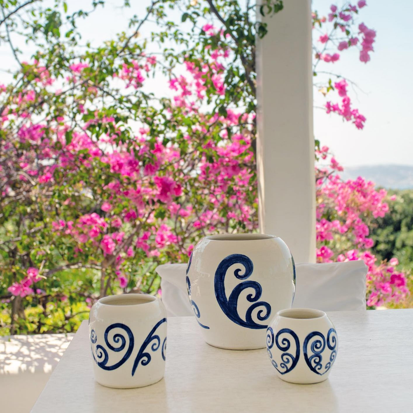 Peacock Blue Cycladic Vases