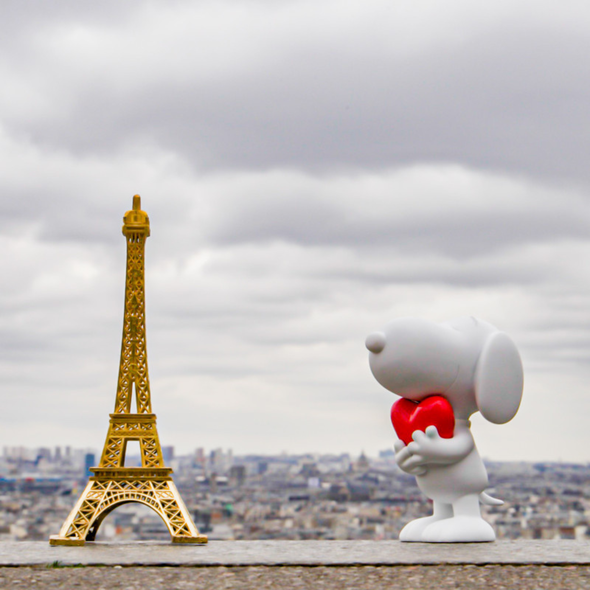 Snoopy Heart Sculpture with a Red Heart