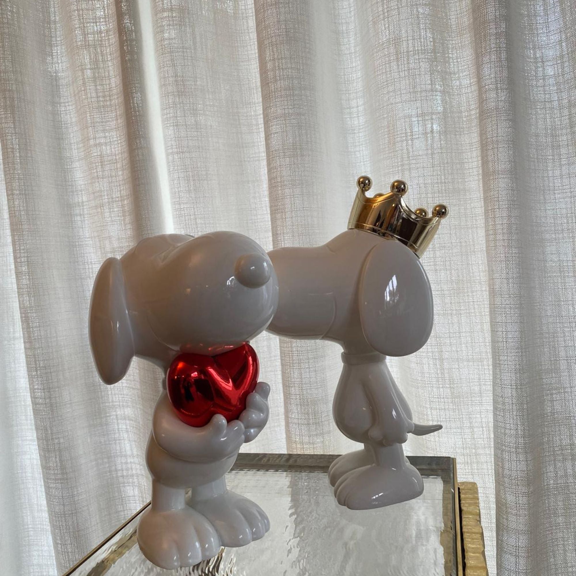 Snoopy Crown Sculpture with a Gold Chromed Crown