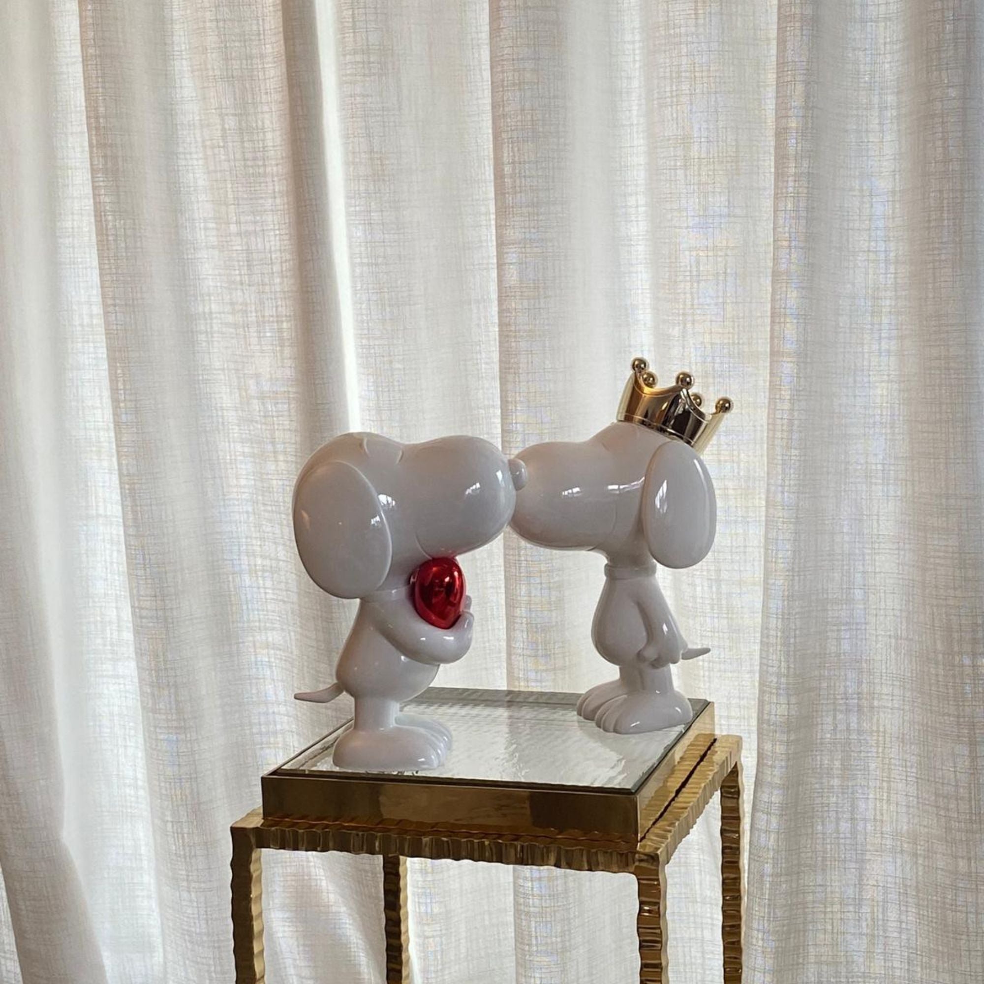 Snoopy Crown Sculpture with a Gold Chromed Crown