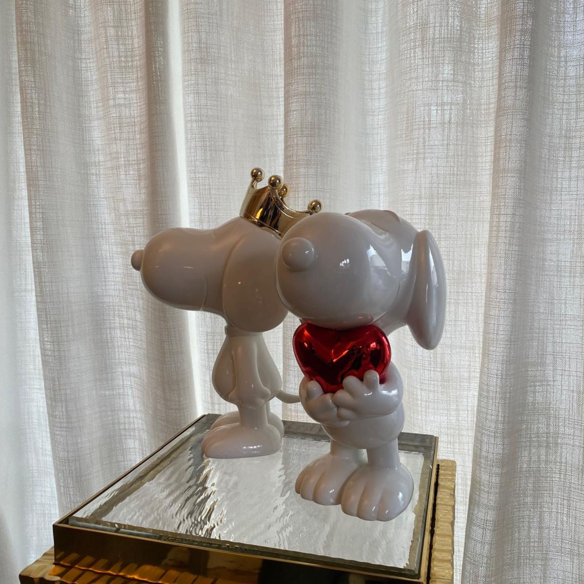 Snoopy Crown Sculpture with a Gold Chromed Crown