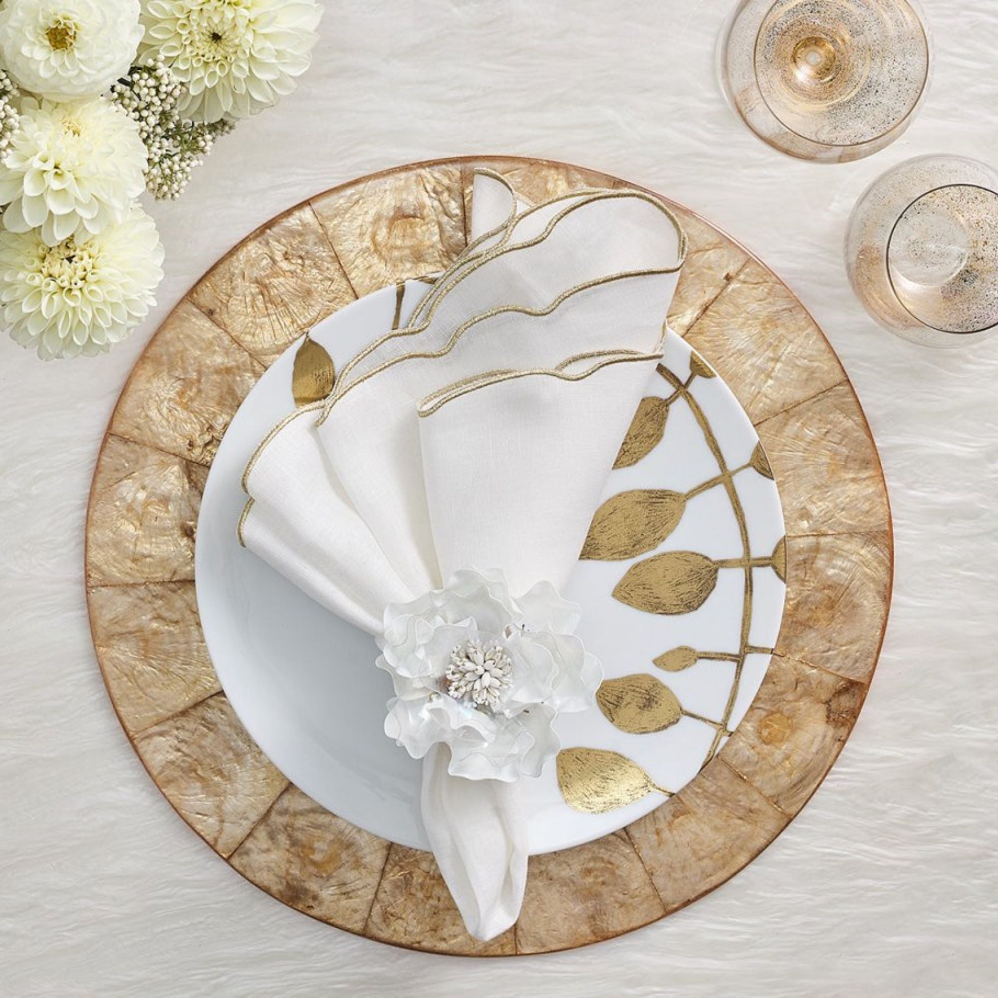 Round Capiz Placemat in Champagne - Set of 4