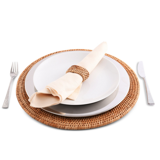 Hand Woven Wicker Rattan Round Placemat, Set of 4
