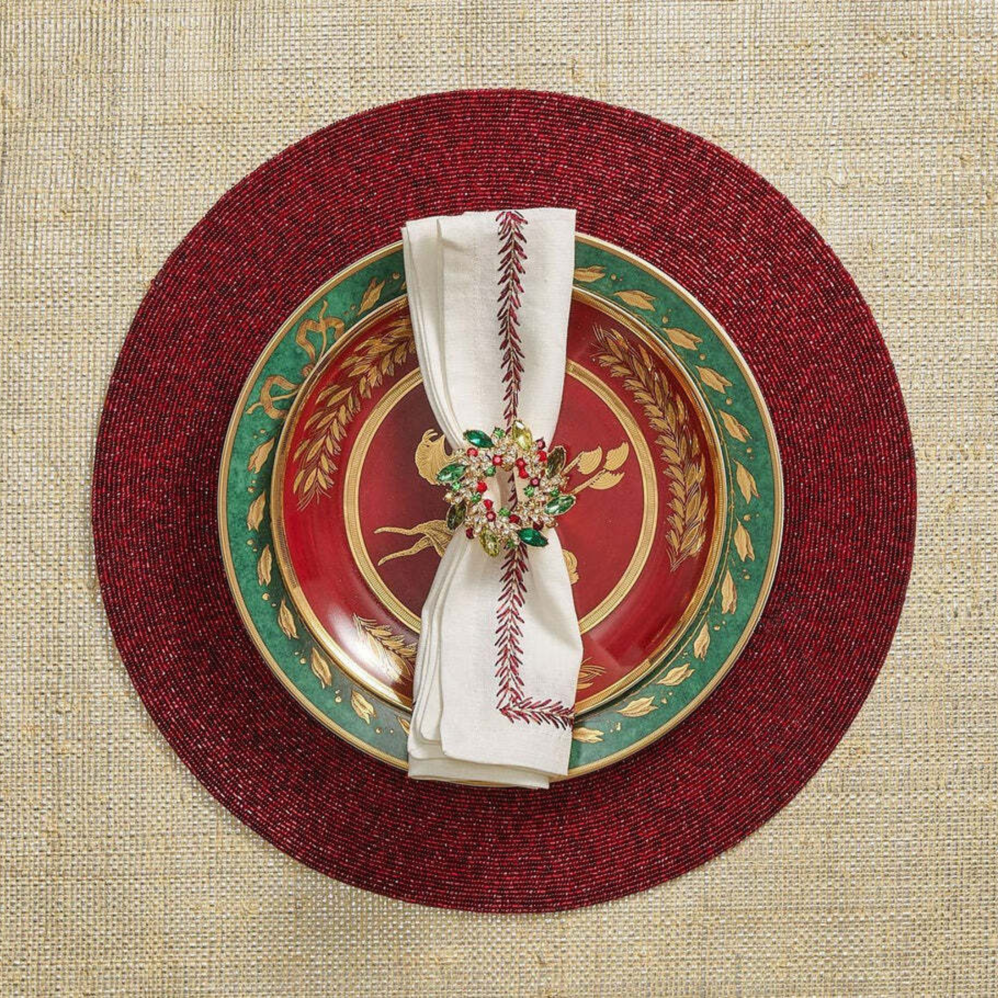 Gem Wreath Napkin Ring - Set of 4