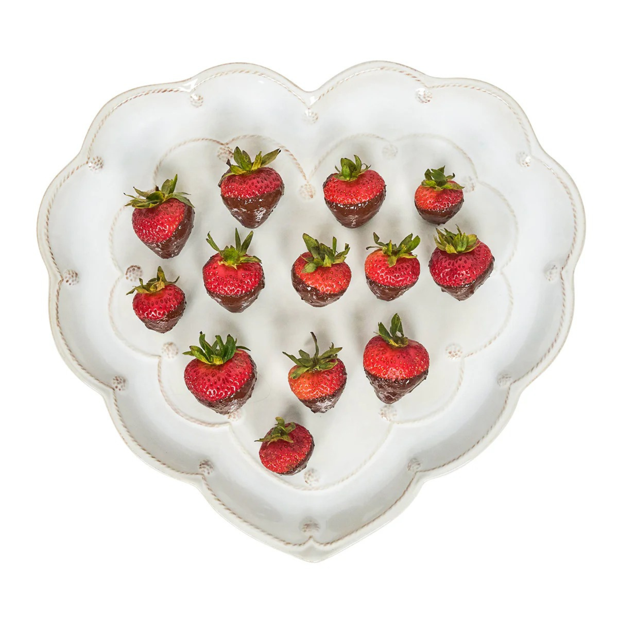 Berry & Thread 15" Heart Platter - Whitewash
