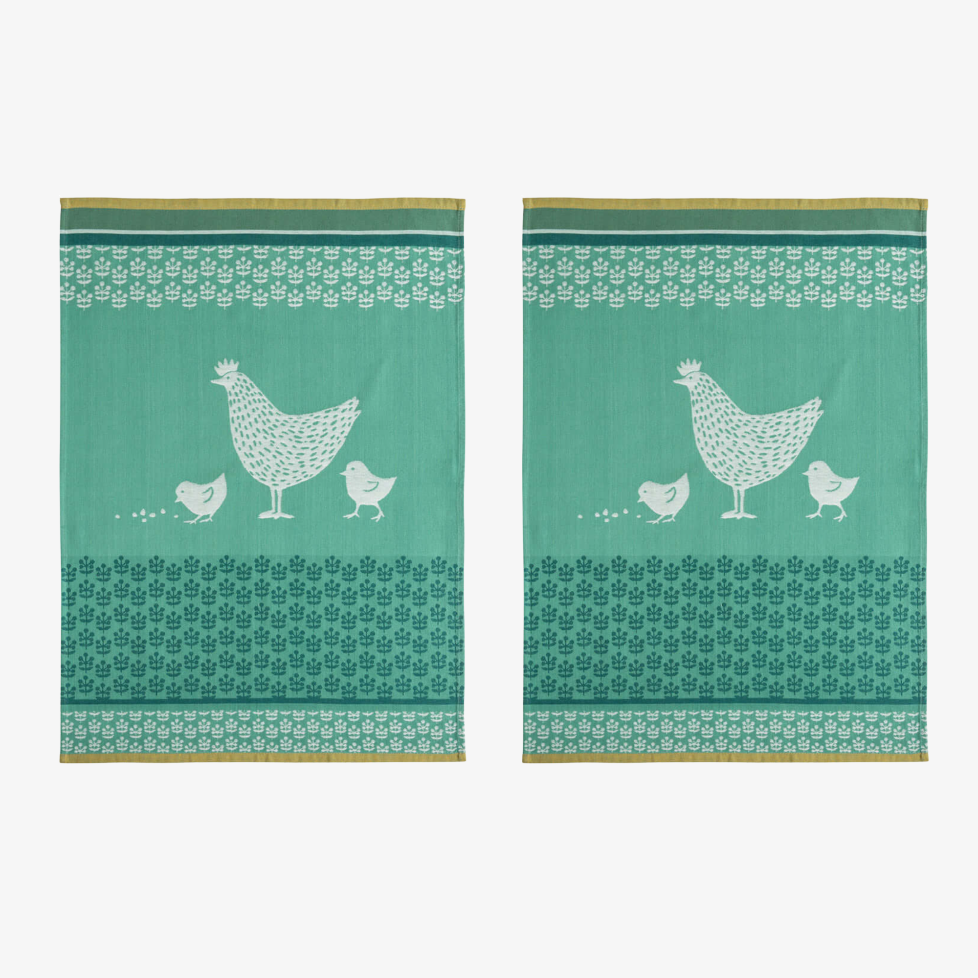 Coucke Green Hen Tea Towel - Set of 2