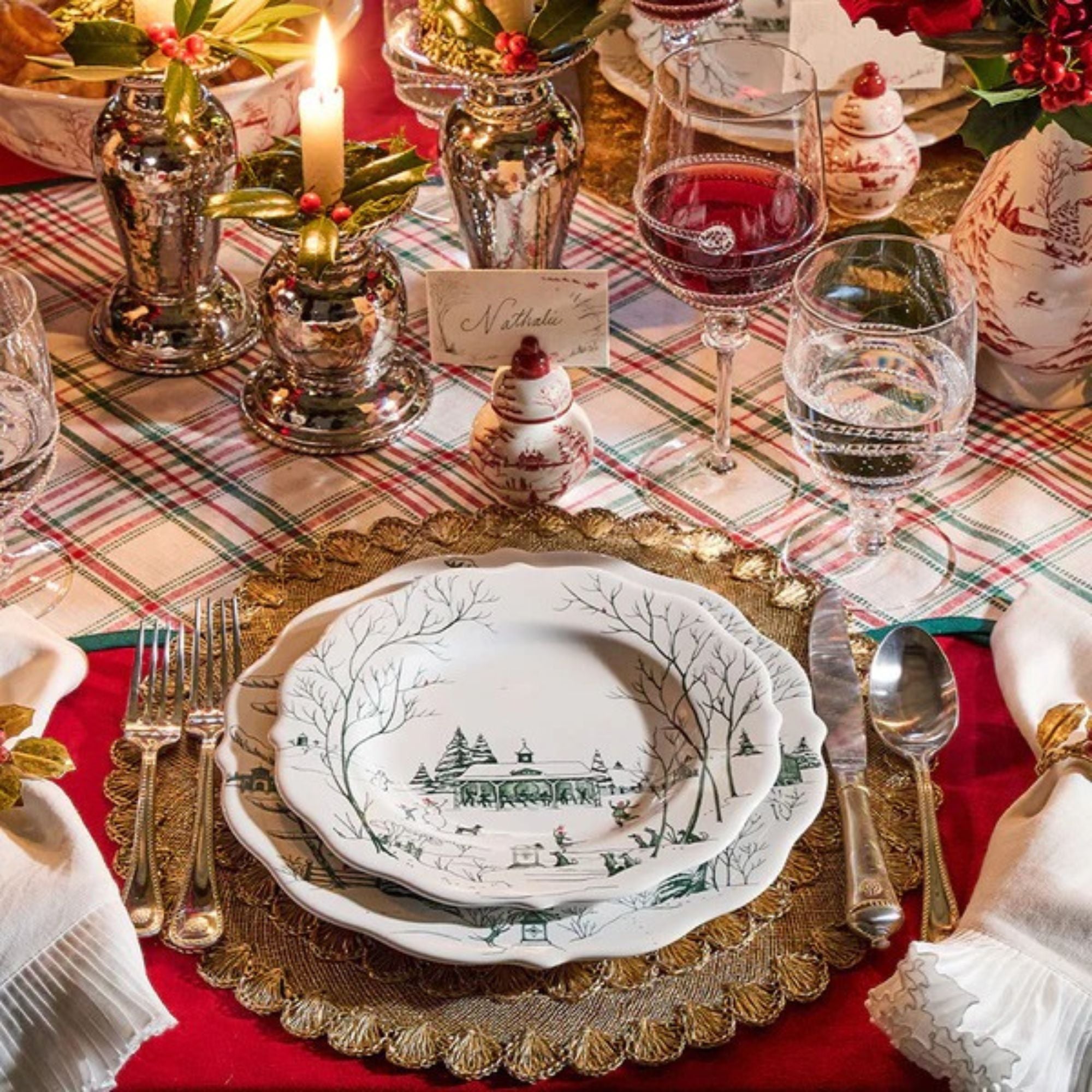Country Estate Winter Frolic Evergreen Salad Plate - Set of 4