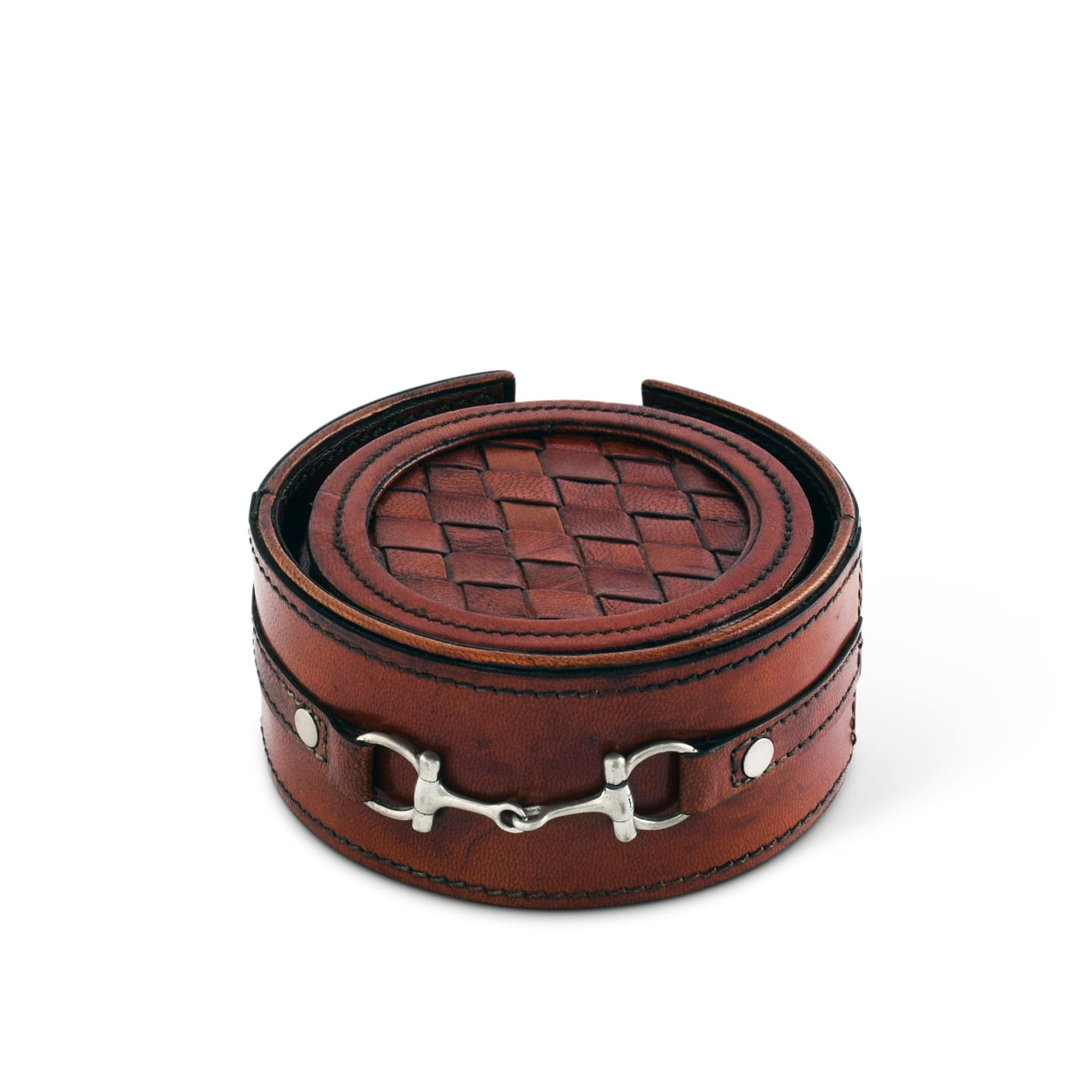 Equestrian Bit Leather Coaster Set