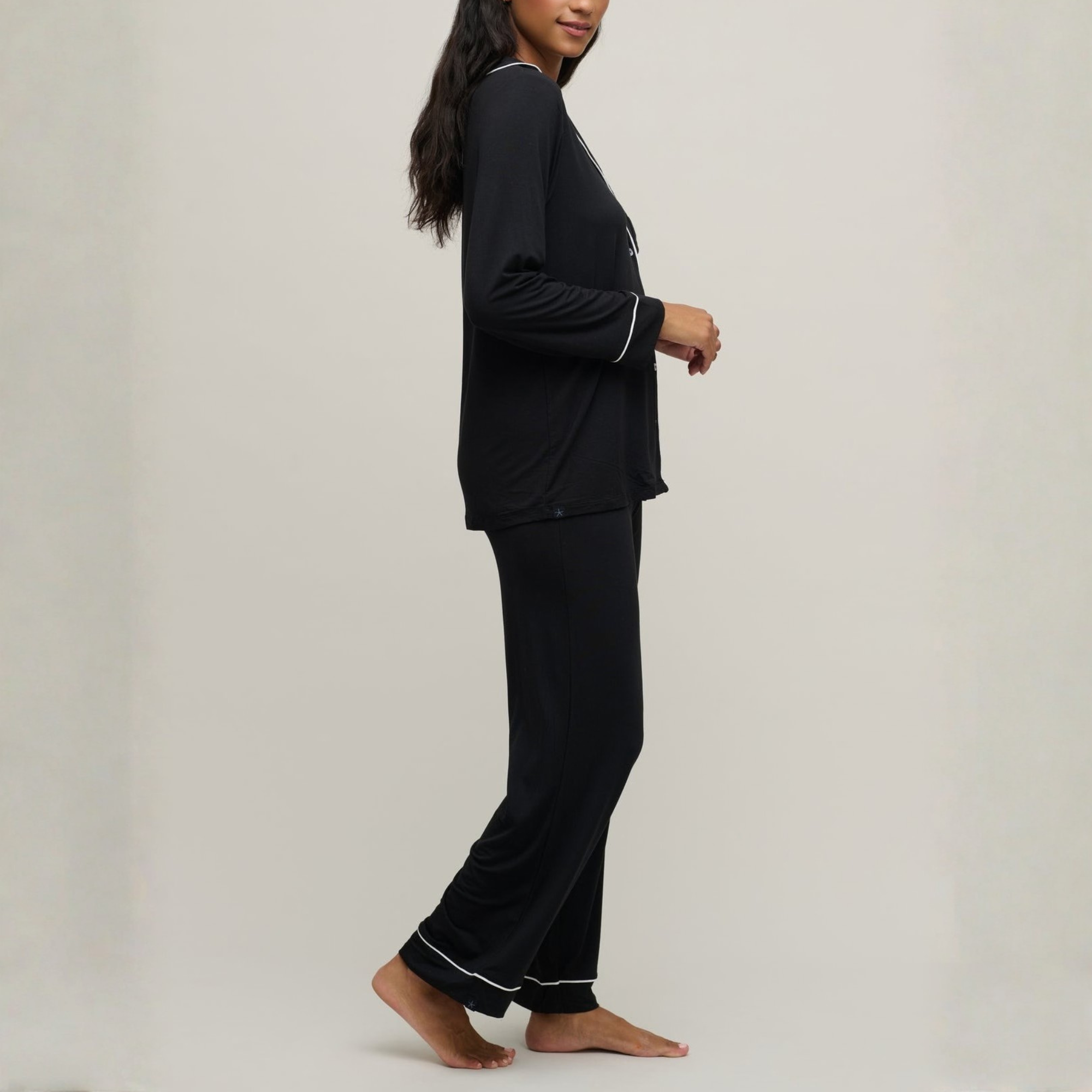 Luxe Milk Jersey Piped Pijama Set