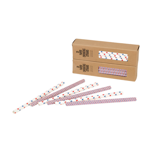 Star/Stripes Paper Straws (20pcs)