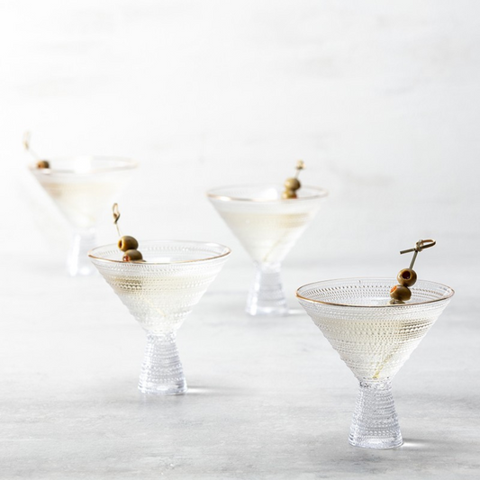 Jupiter Clear Gold Rimmed Martini - Set of 4