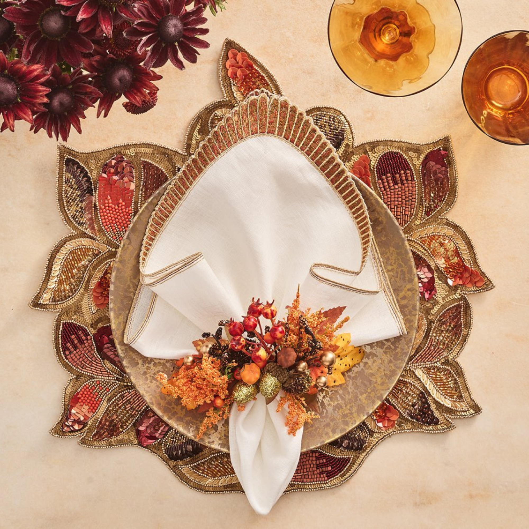 Fall Frolic Napkin Ring in Brown & Orange - Set of 4