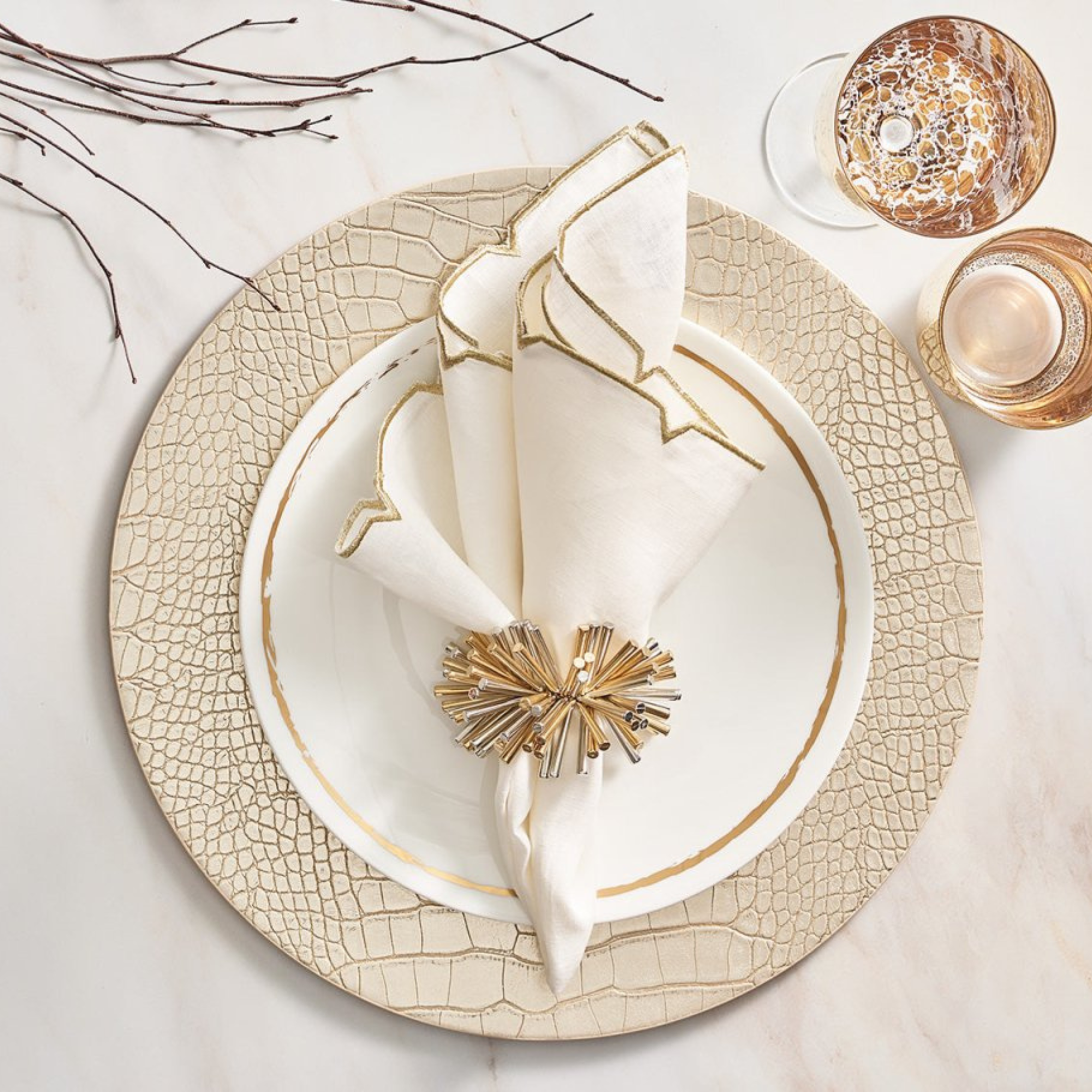 Croco Placemat in Gold - Set of 4